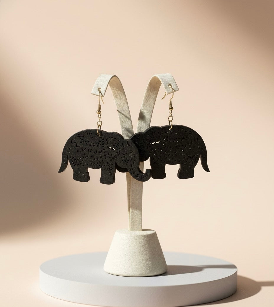 Elephant Silhouette Earrings – Boho Animal-Inspired Statement Jewelry