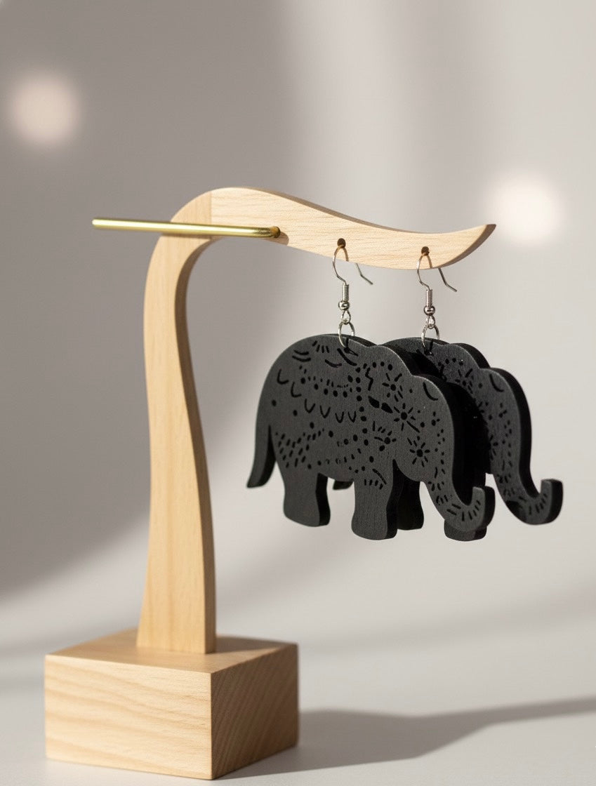 Elephant Silhouette Earrings – Boho Animal-Inspired Statement Jewelry
