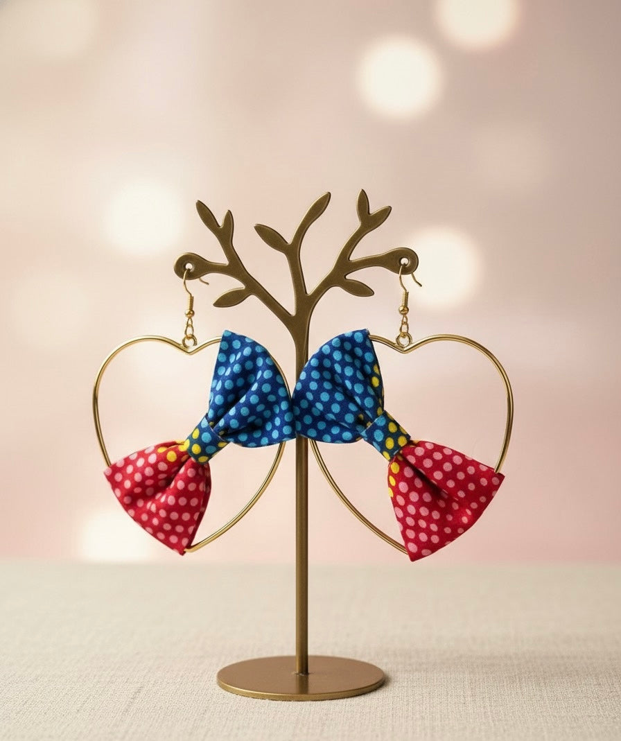 Polka Dot Bow Hoop Earrings – Cute & Playful Statement Accessory