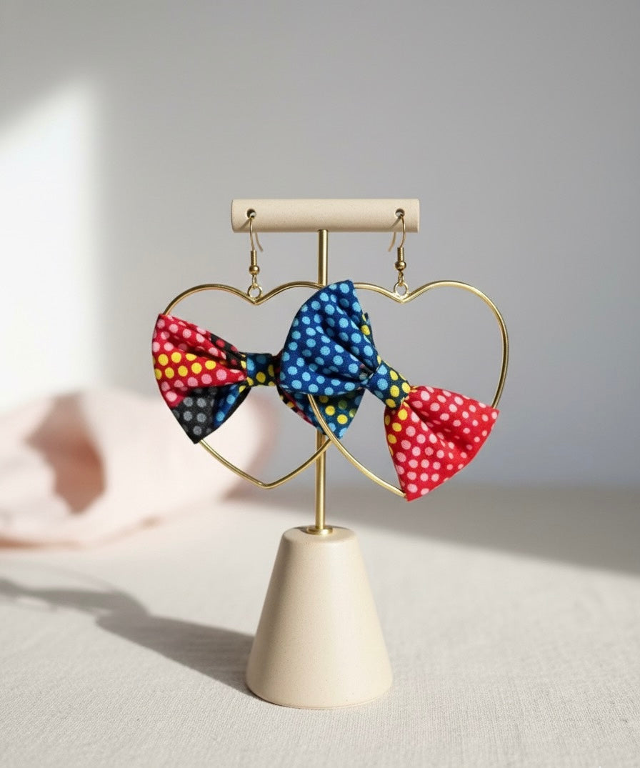 Polka Dot Bow Hoop Earrings – Cute & Playful Statement Accessory