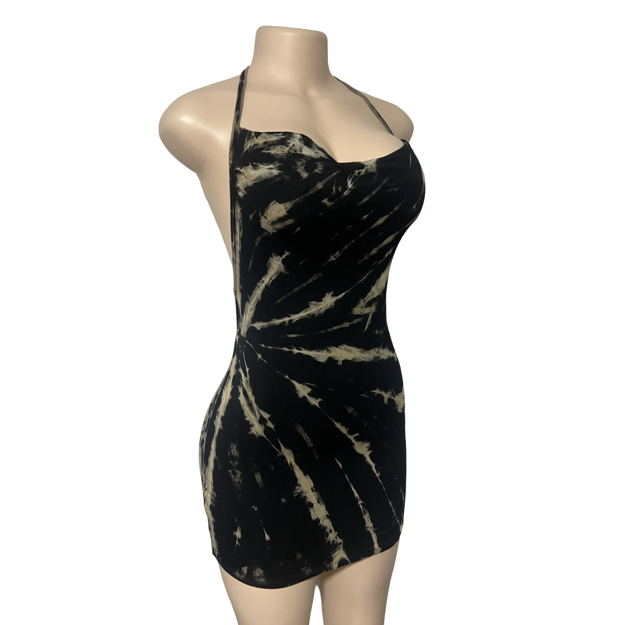 Dress - Tie Dye Openback Short Dress / Black