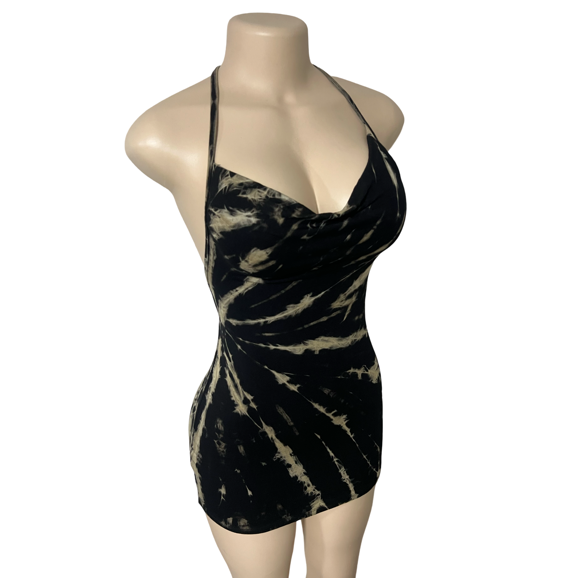 Dress - Tie Dye Openback Short Dress / Black