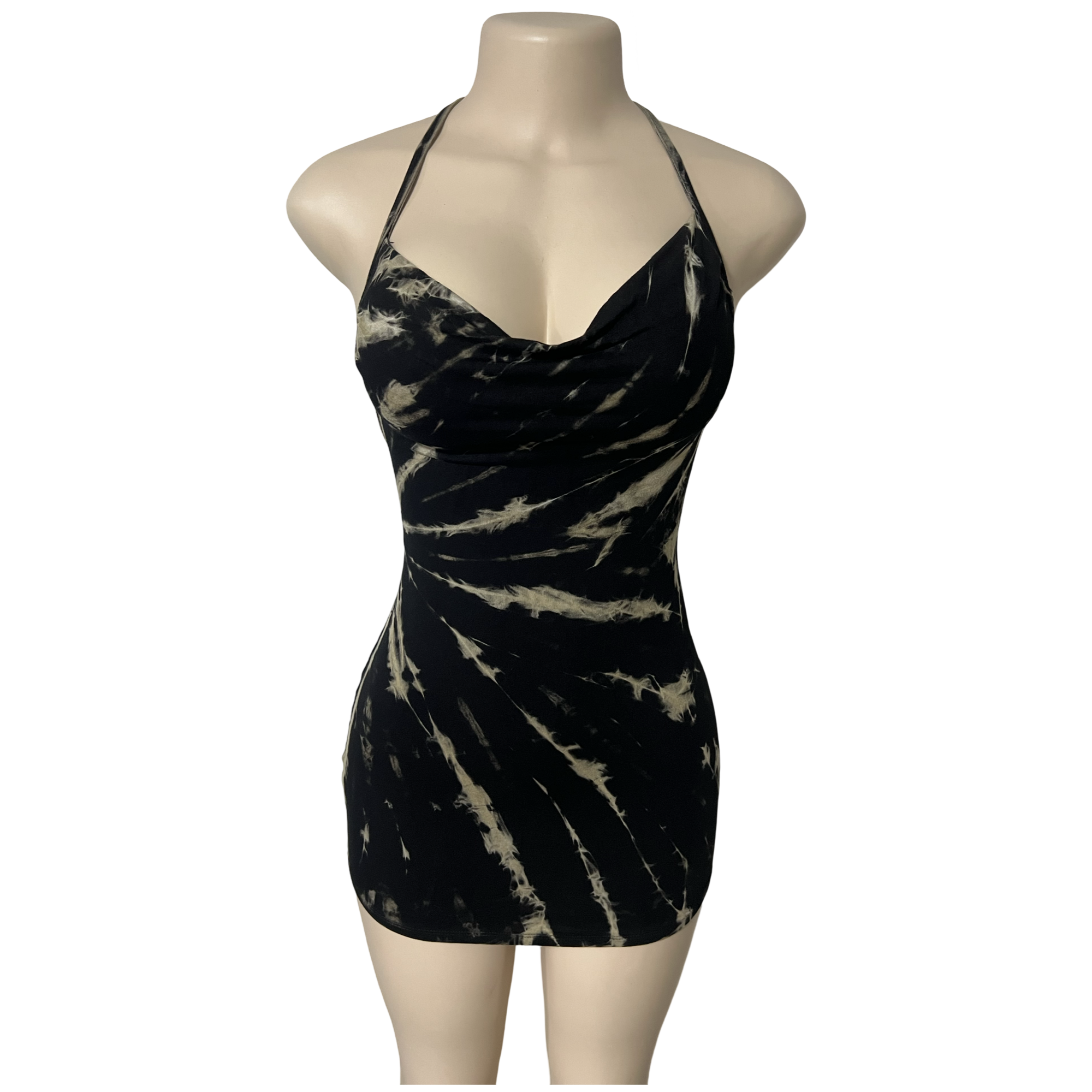 Dress - Tie Dye Openback Short Dress / Black