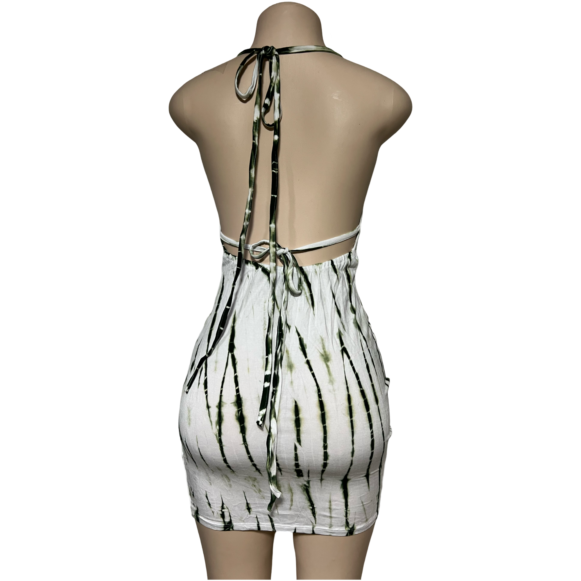 Dress - Tie Dye Openback Short Dress / White