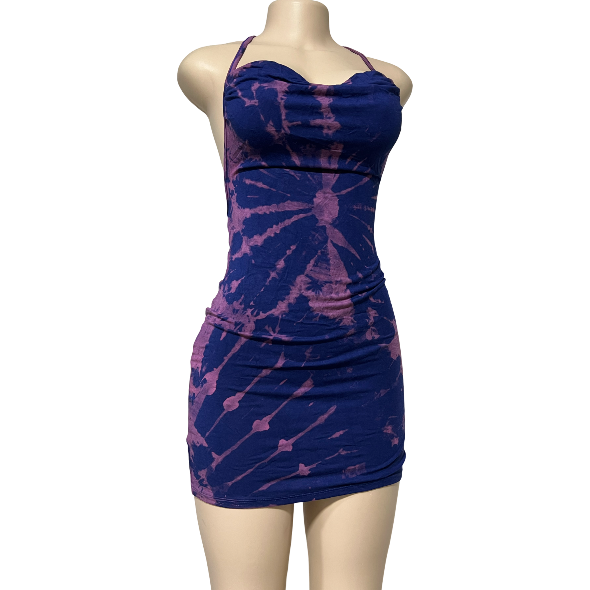 Dress - Tie Dye Openback Short Dress / Blue