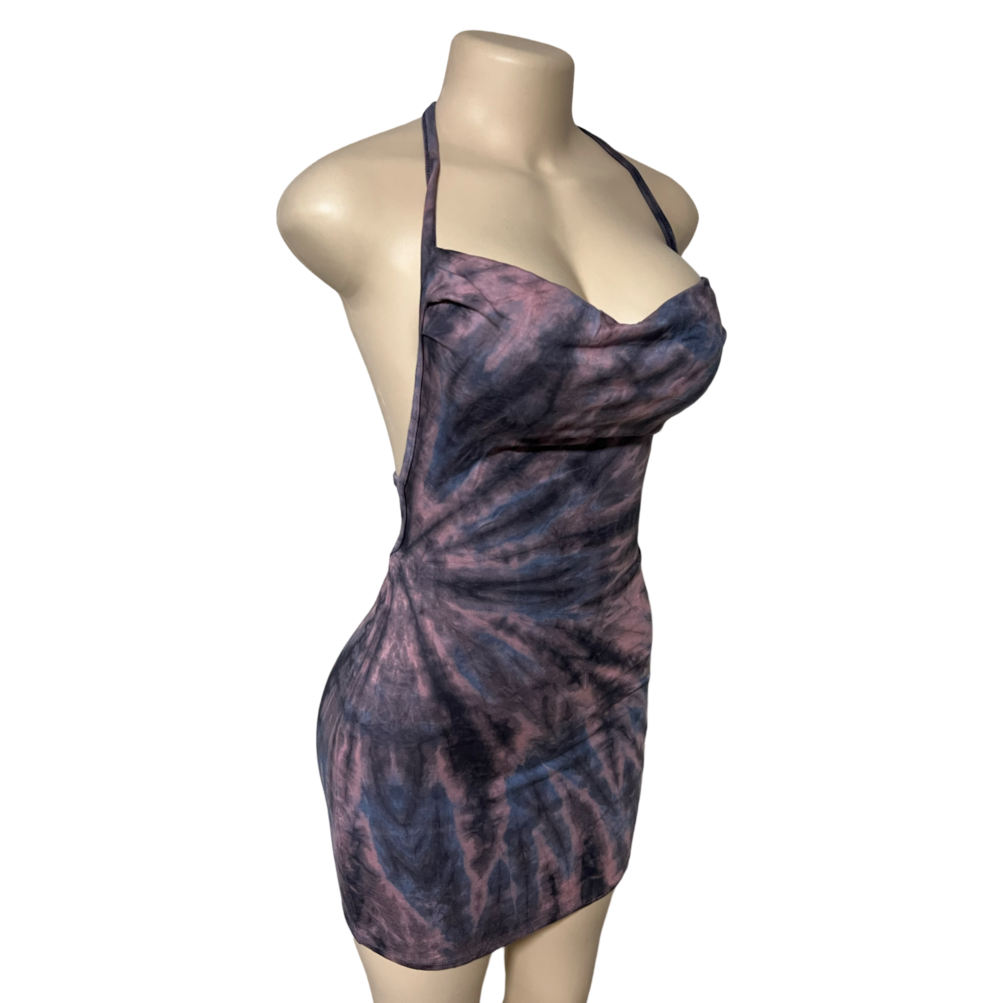 Dress - Tie Dye Openback Short Dress / Purple