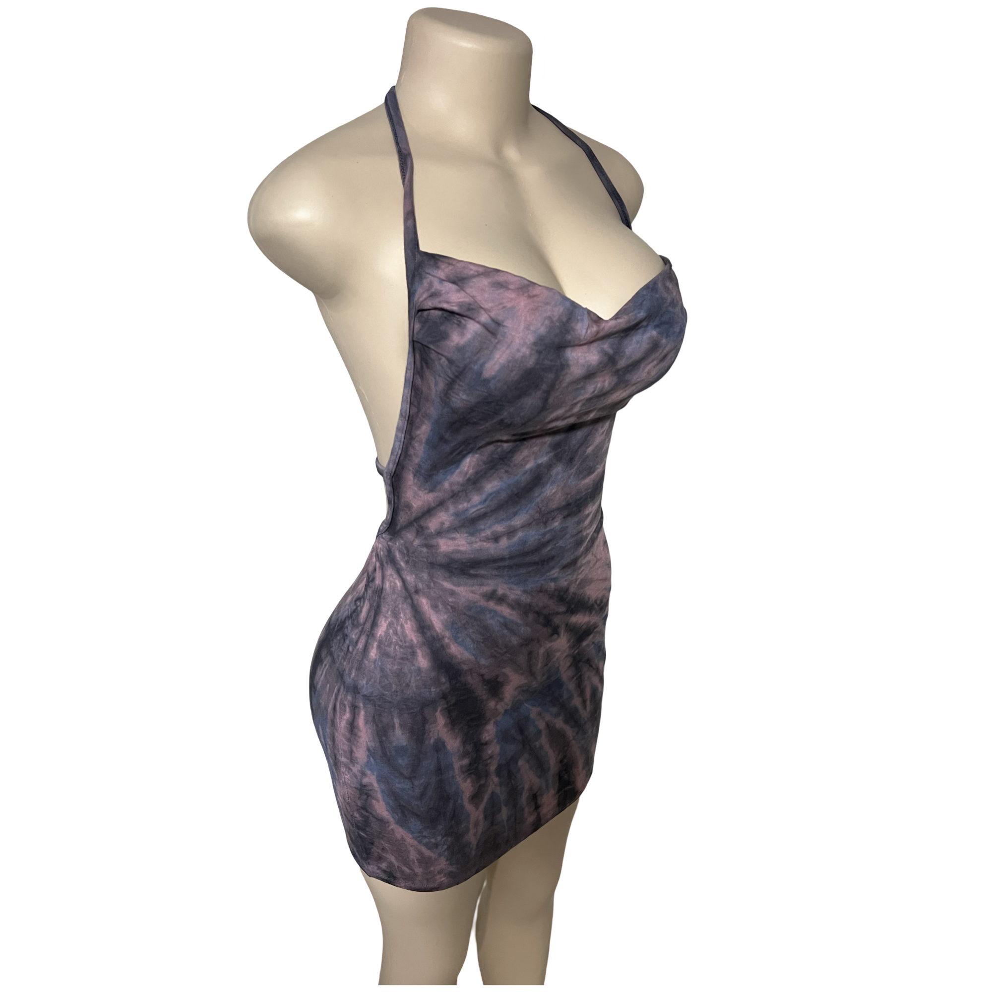 Dress - Tie Dye Openback Short Dress / Purple