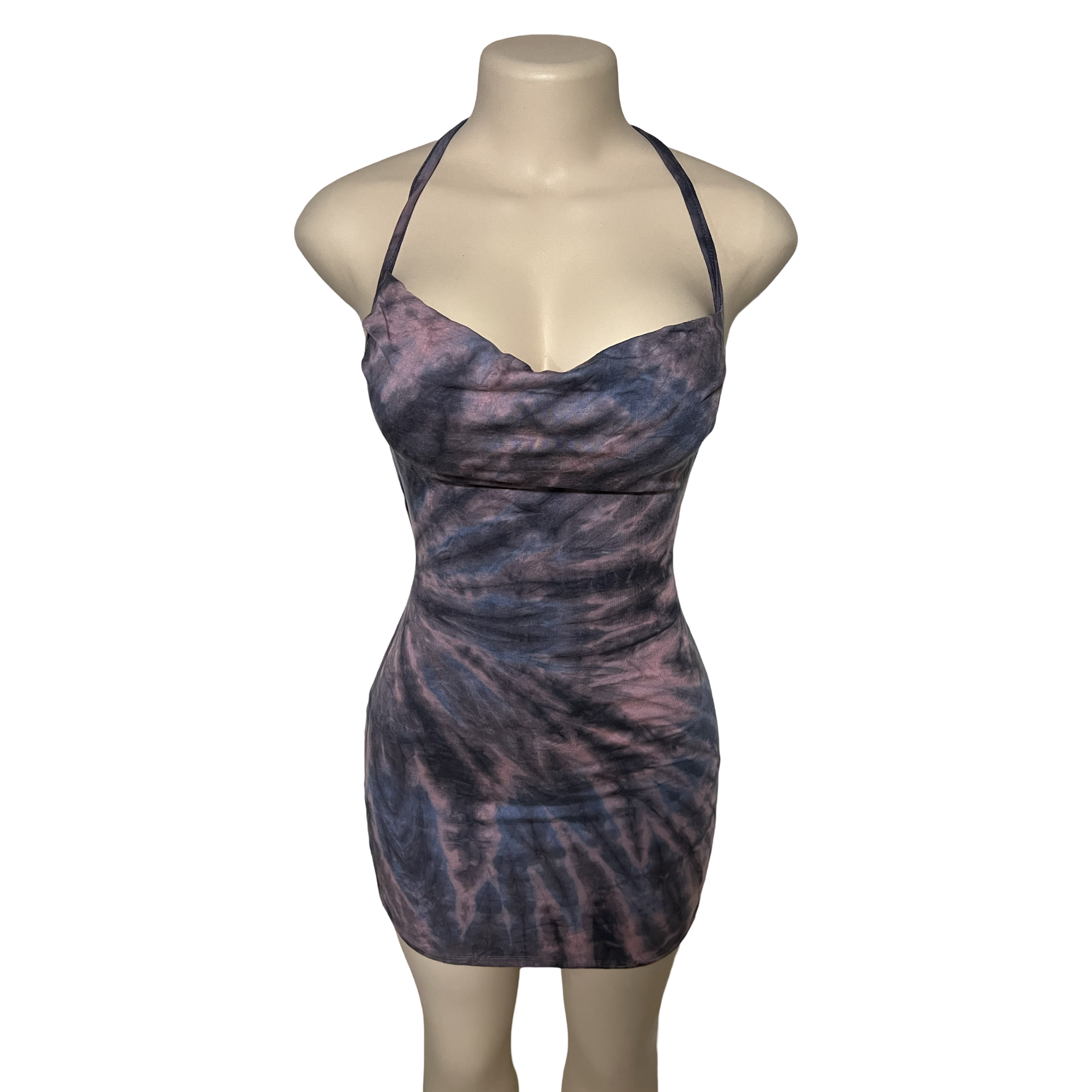 Dress - Tie Dye Openback Short Dress / Purple