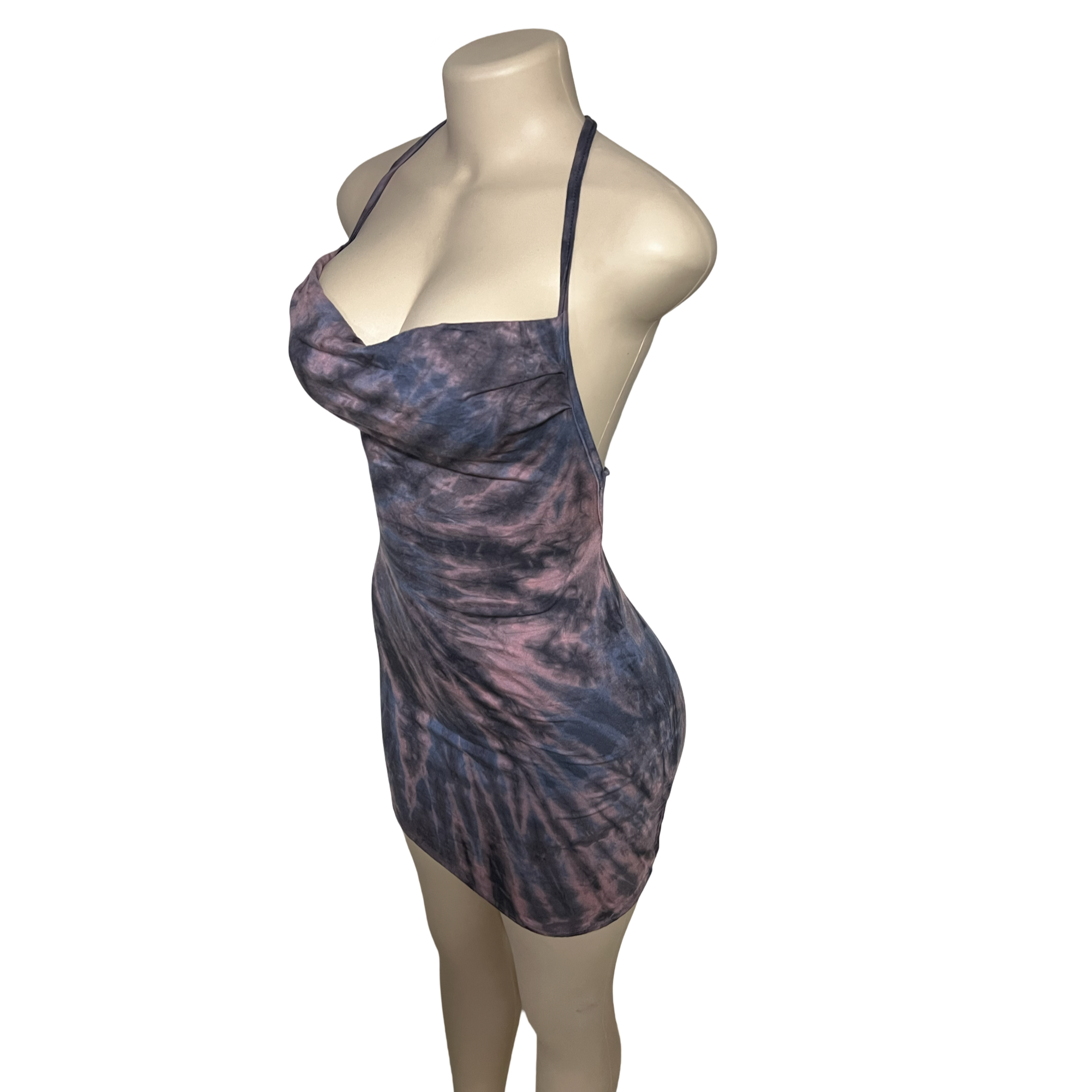 Dress - Tie Dye Openback Short Dress / Purple