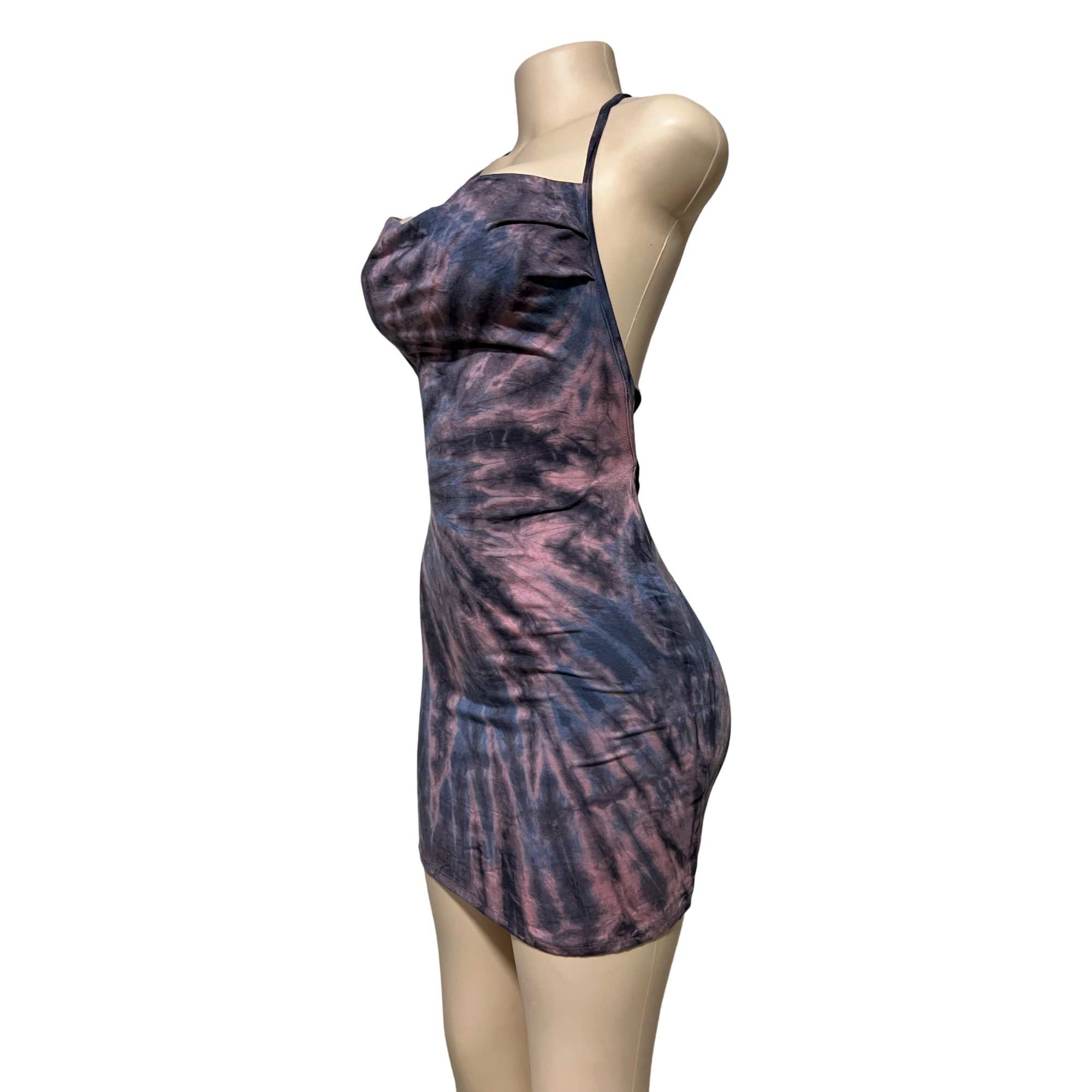 Dress - Tie Dye Openback Short Dress / Purple