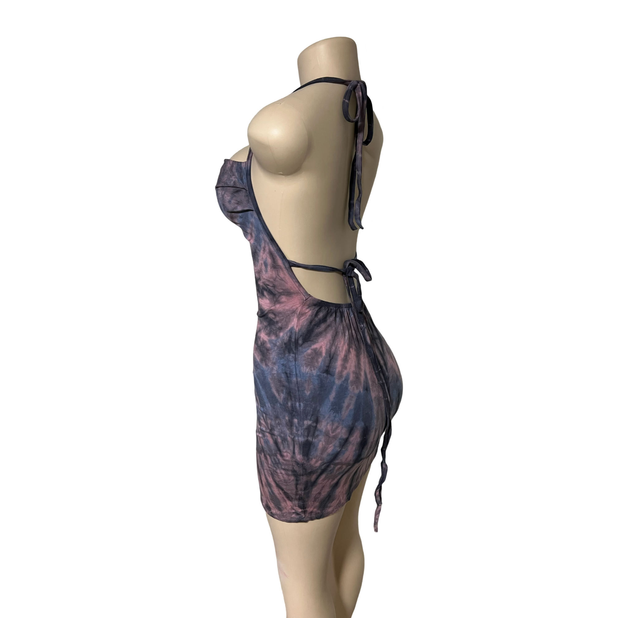 Dress - Tie Dye Openback Short Dress / Purple