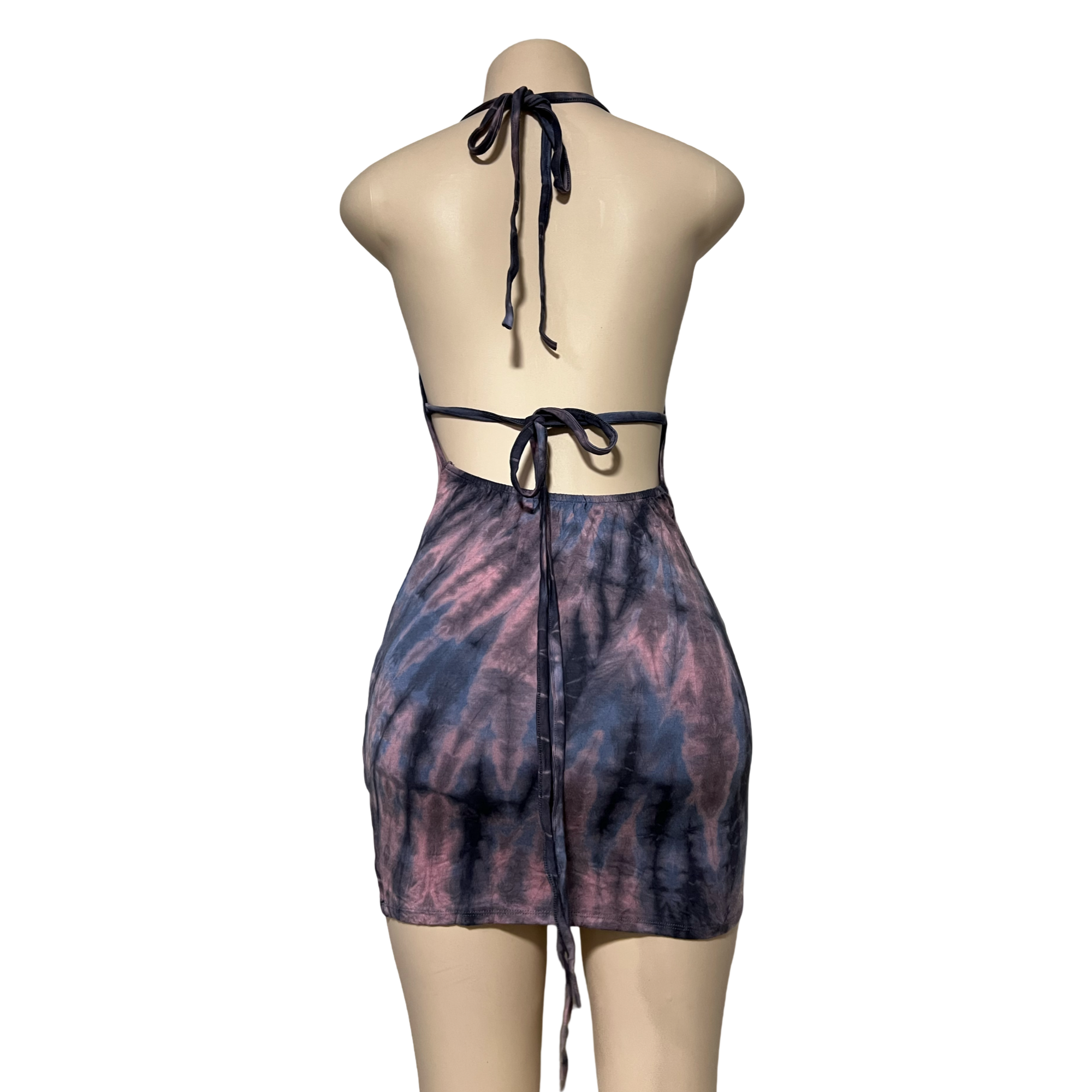 Dress - Tie Dye Openback Short Dress / Purple