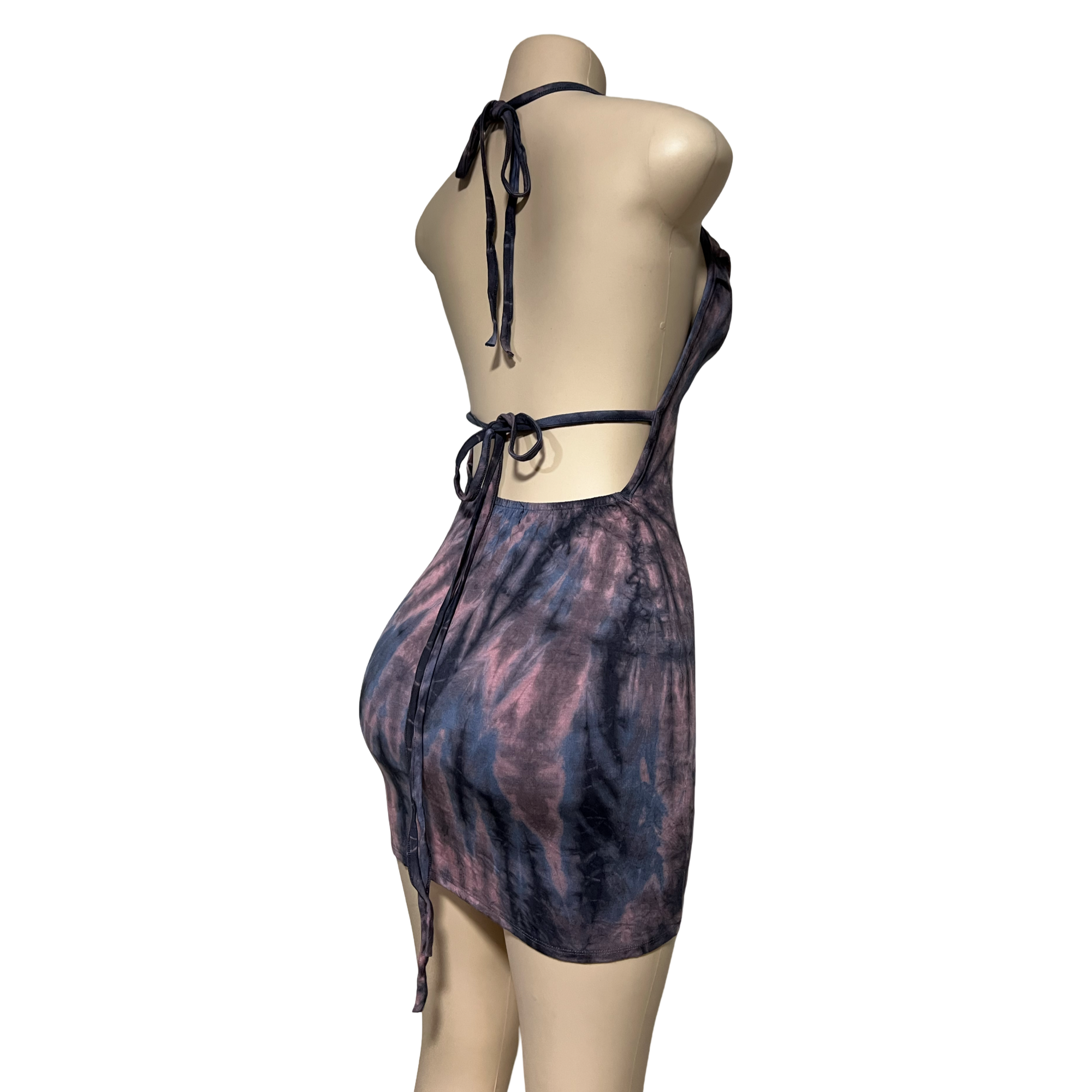 Dress - Tie Dye Openback Short Dress / Purple