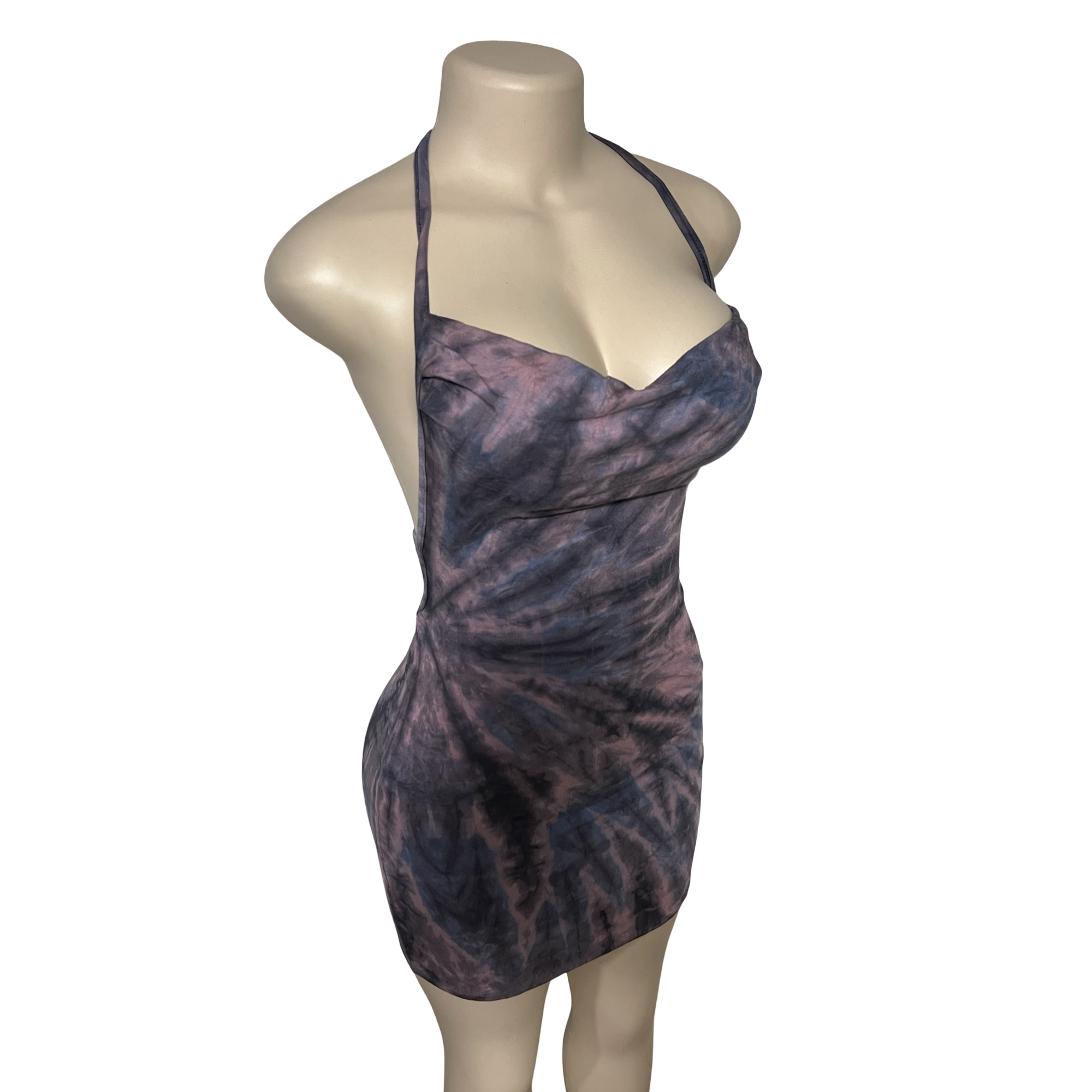 Dress - Tie Dye Openback Short Dress / Purple