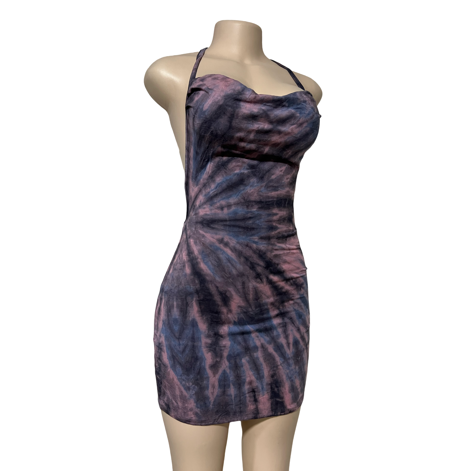 Dress - Tie Dye Openback Short Dress / Purple