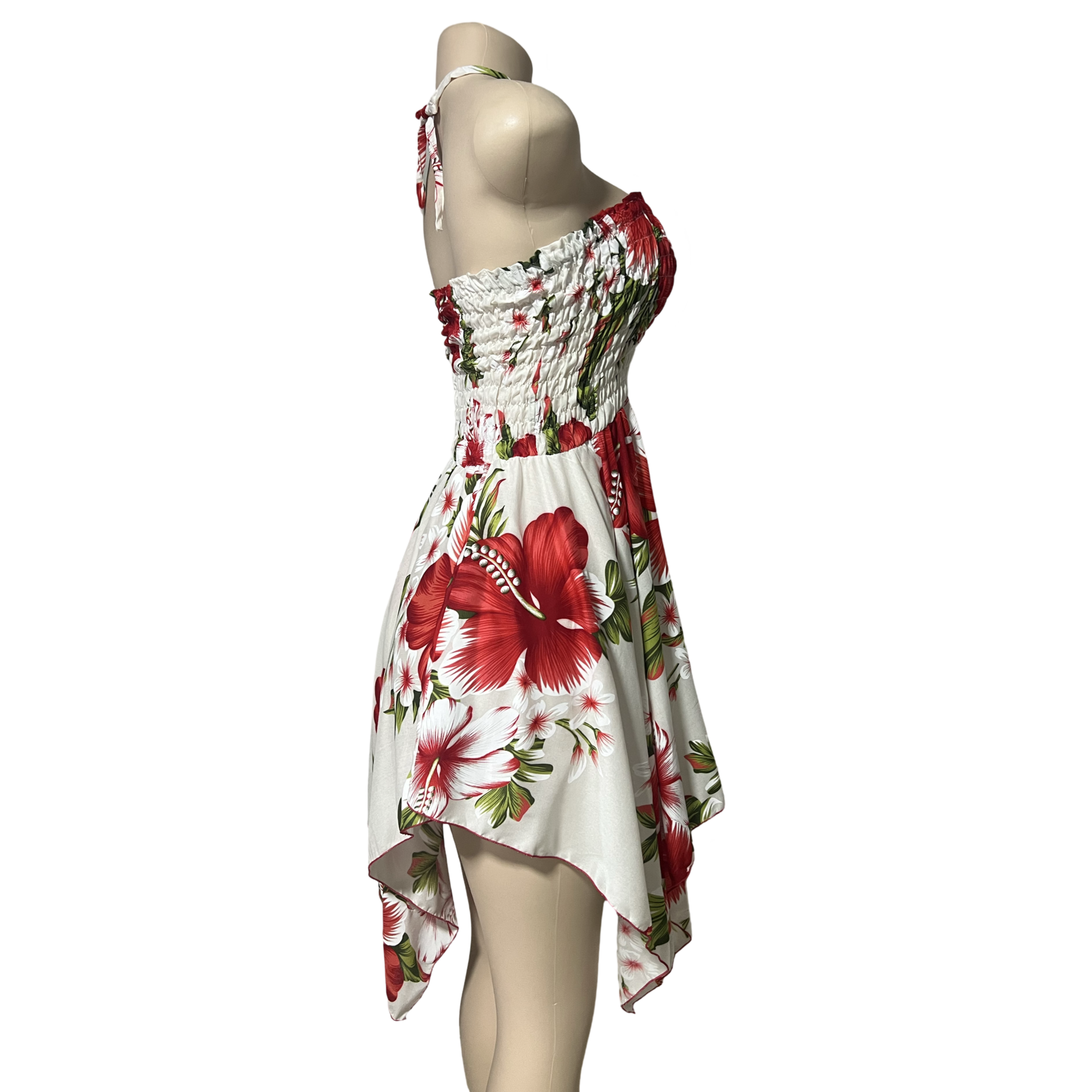 Dress - Hawaii Floral Dress White/Red