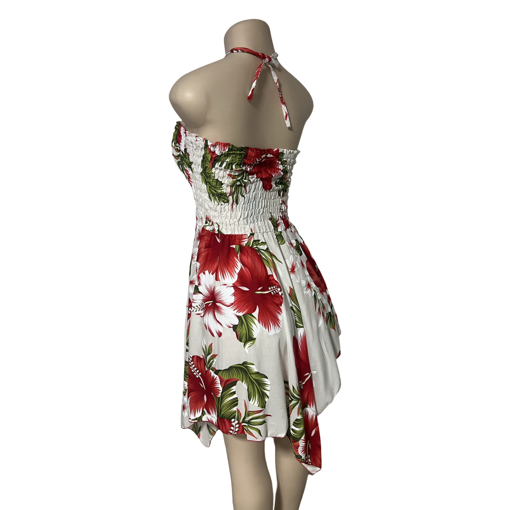 Dress - Hawaii Floral Dress White/Red