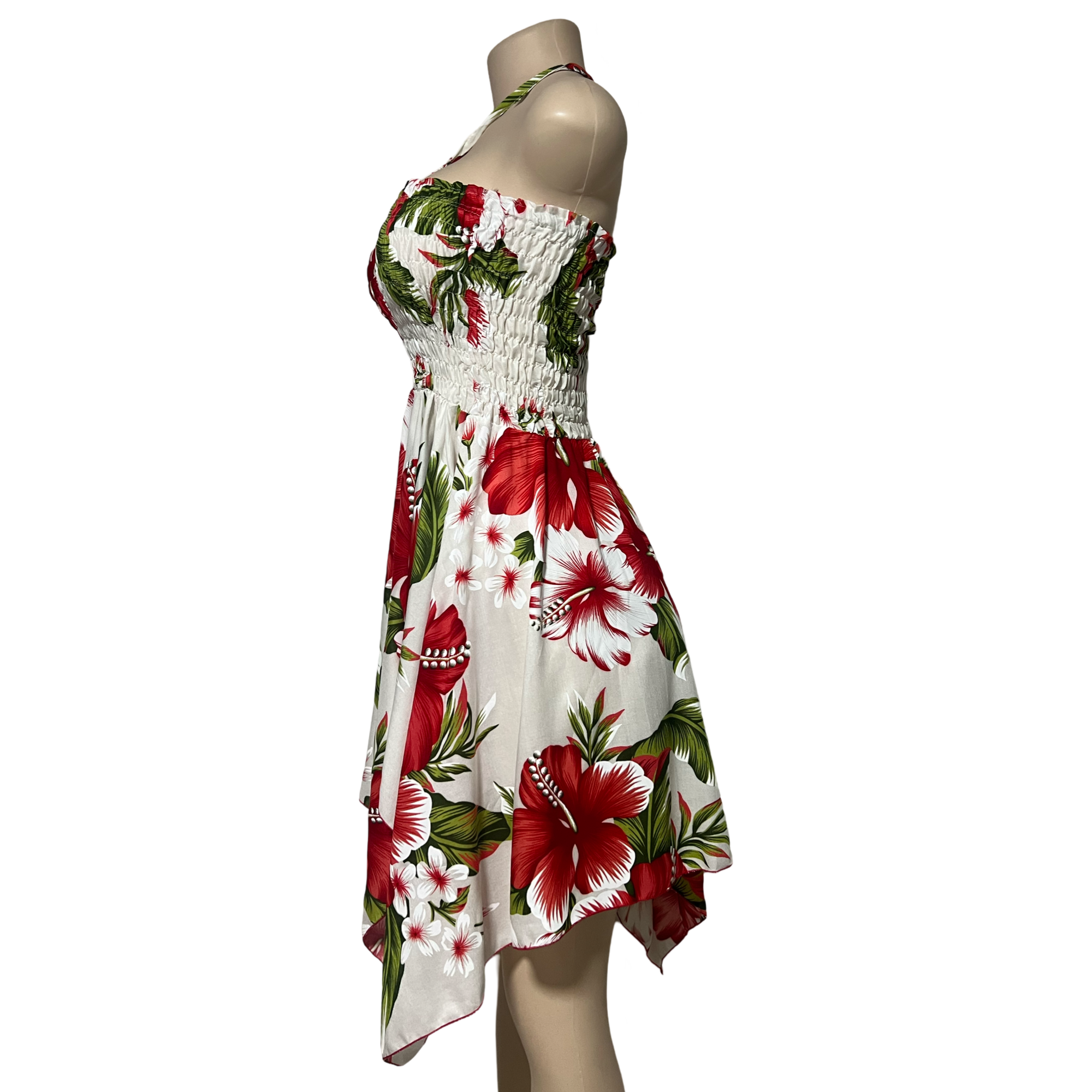 Dress - Hawaii Floral Dress White/Red