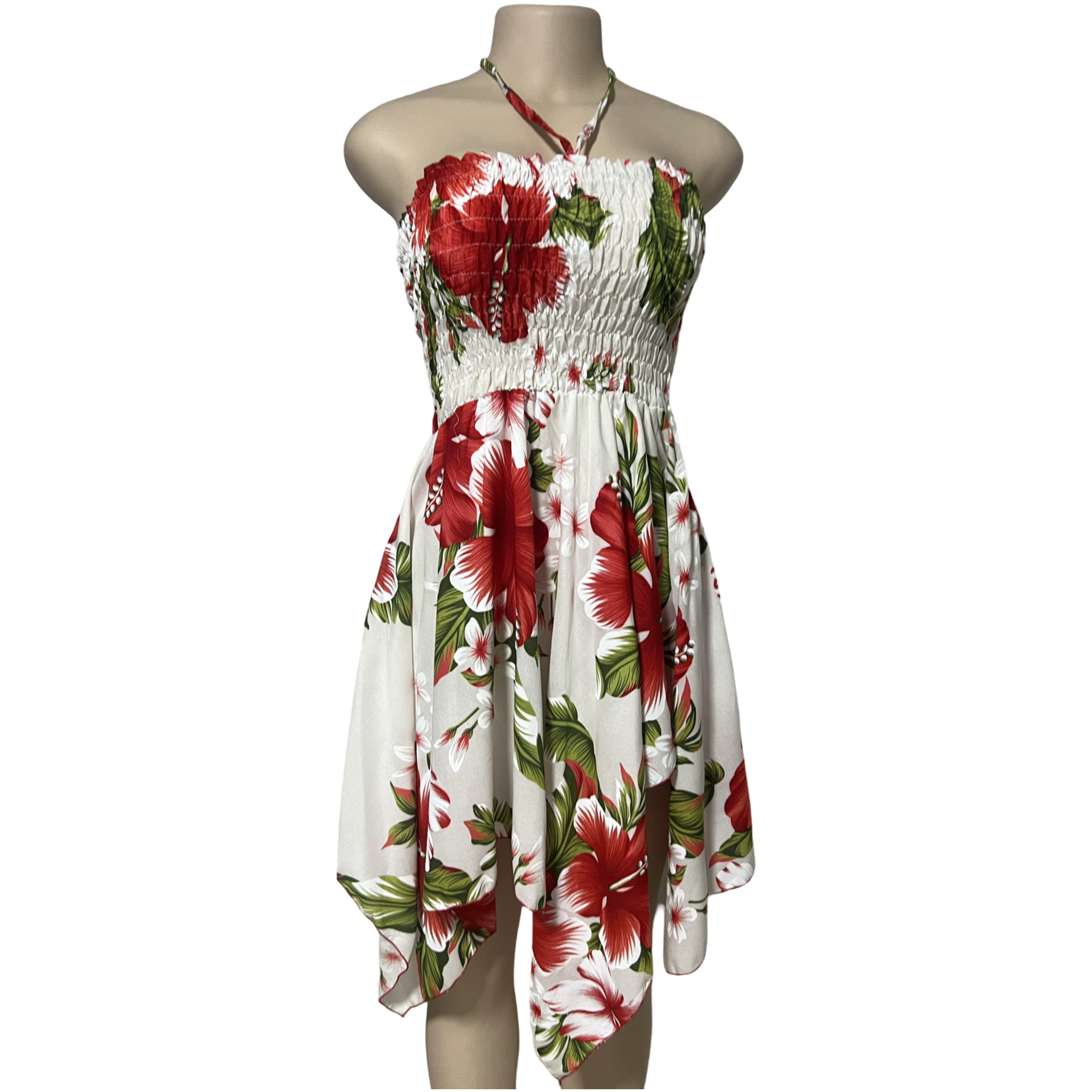 Dress - Hawaii Floral Dress White/Red