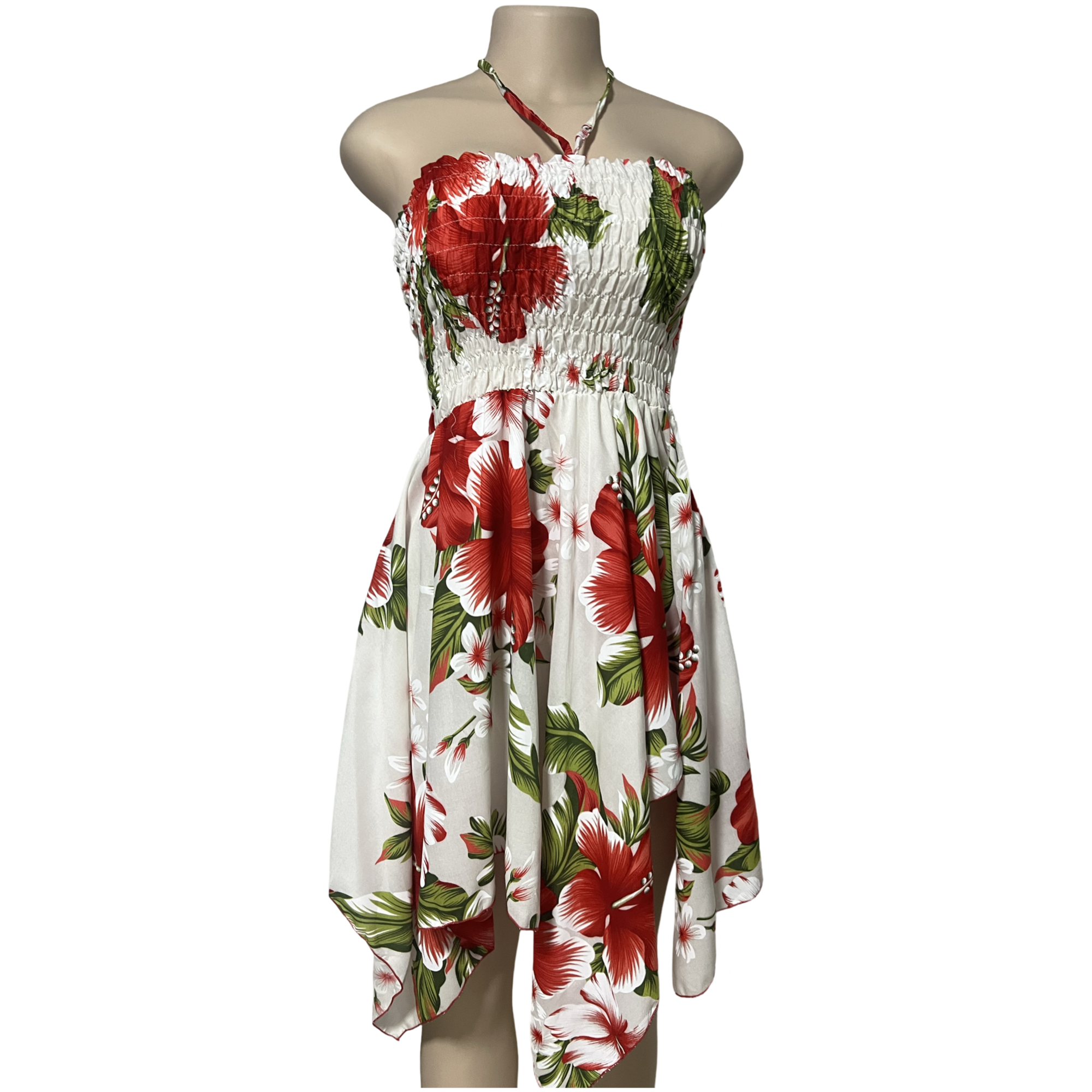 Dress - Hawaii Floral Dress White/Red