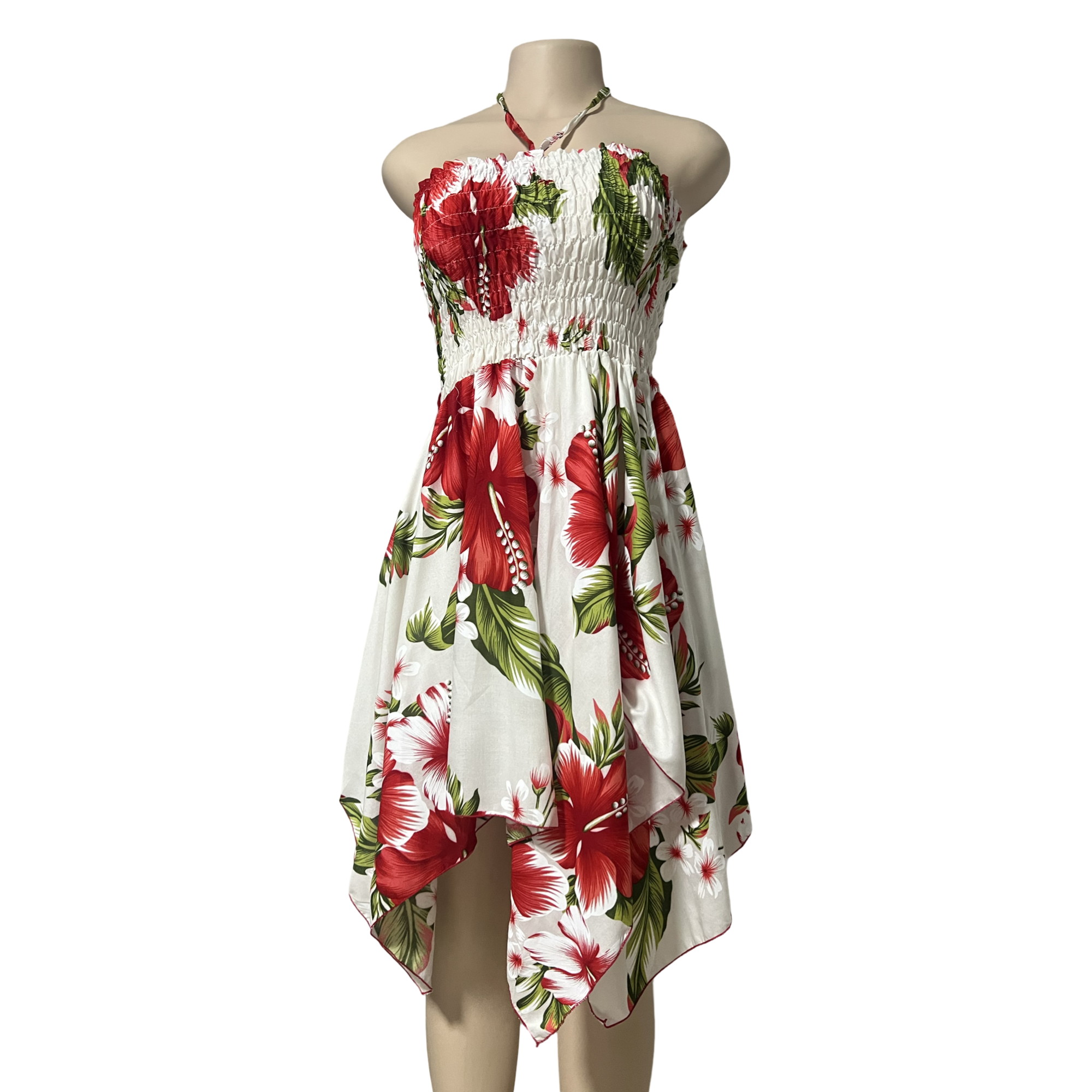 Dress - Hawaii Floral Dress White/Red