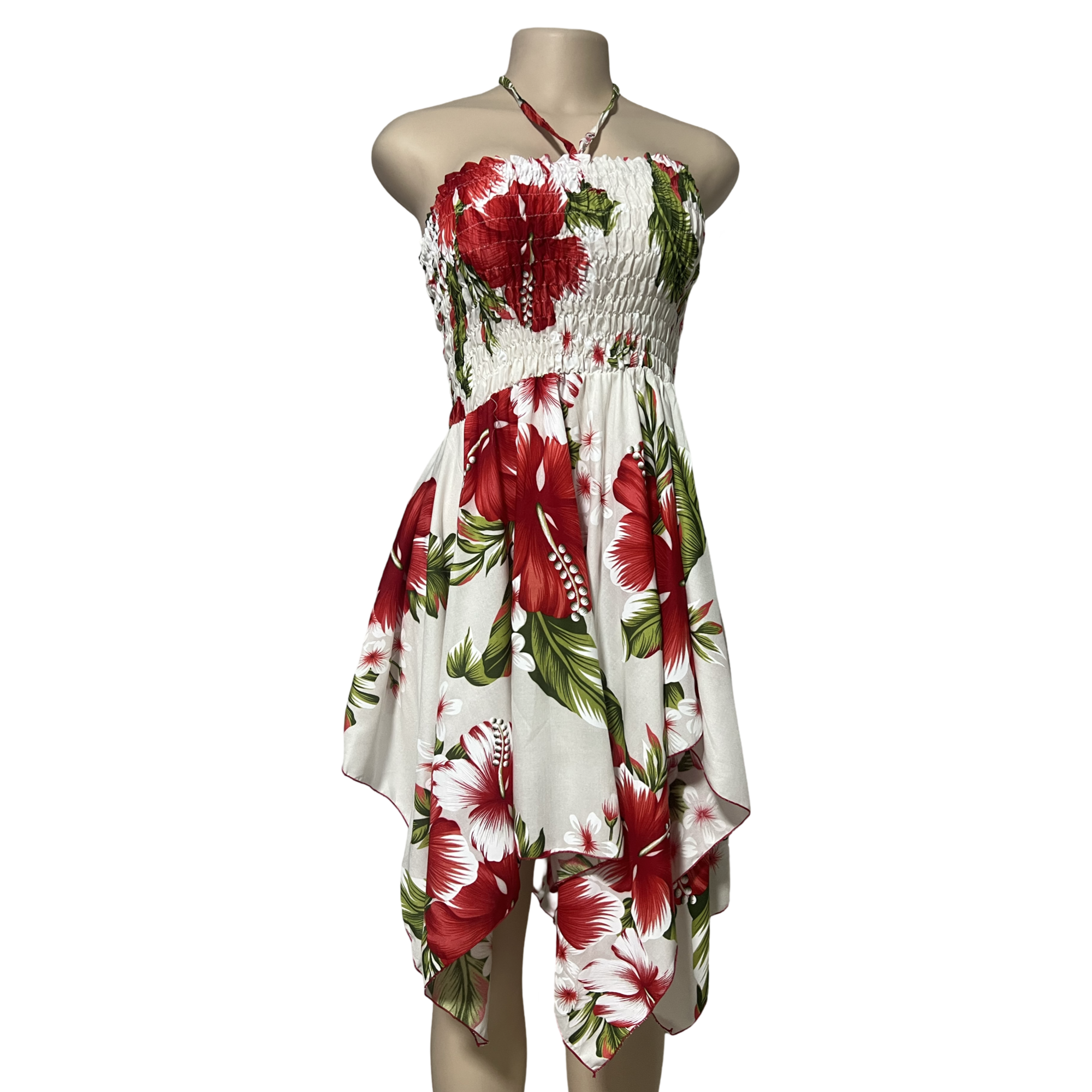 Dress - Hawaii Floral Dress White/Red