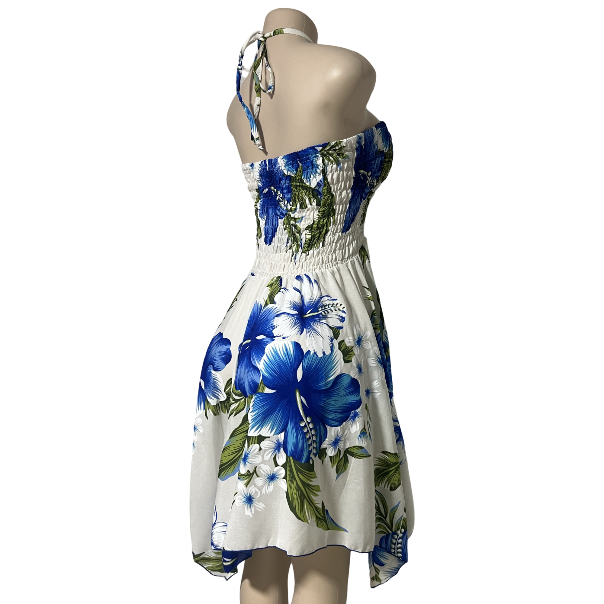 Dress - Hawaii Floral Dress White/Blue