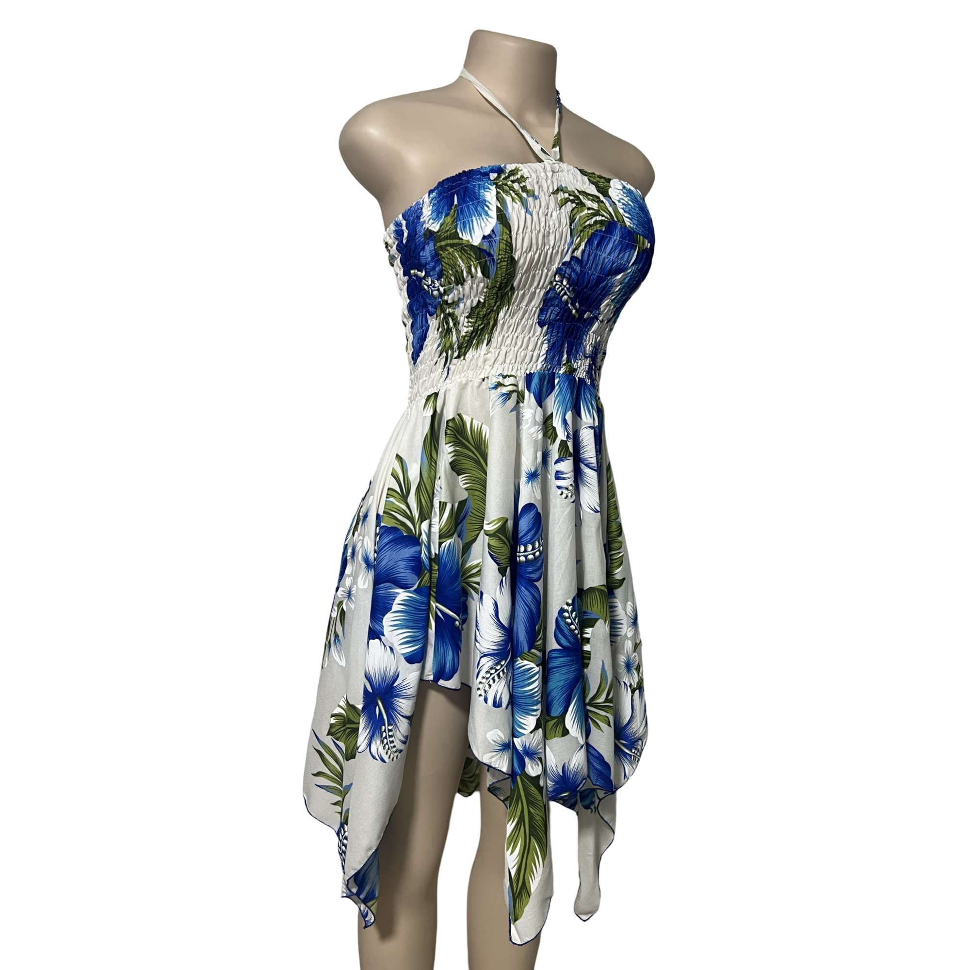 Dress - Hawaii Floral Dress White/Blue