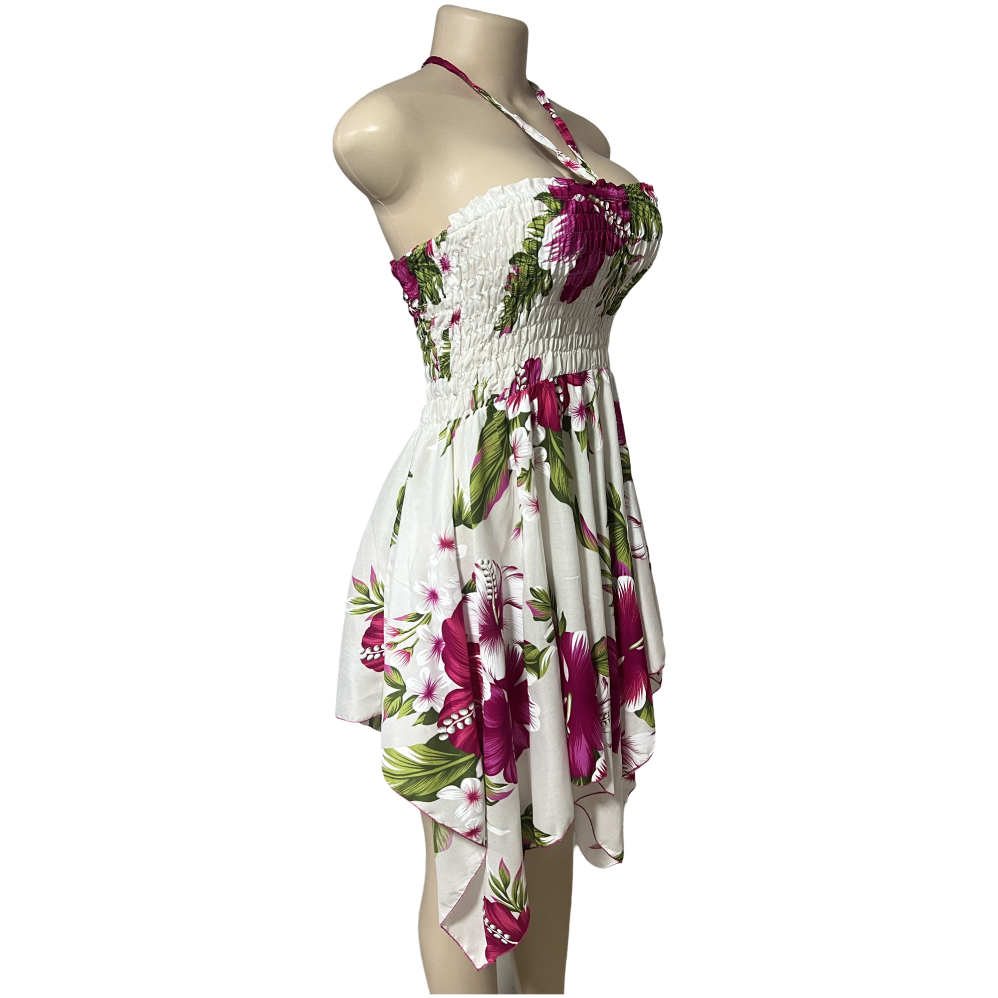 Dress - Hawaii Floral Dress White/Pink