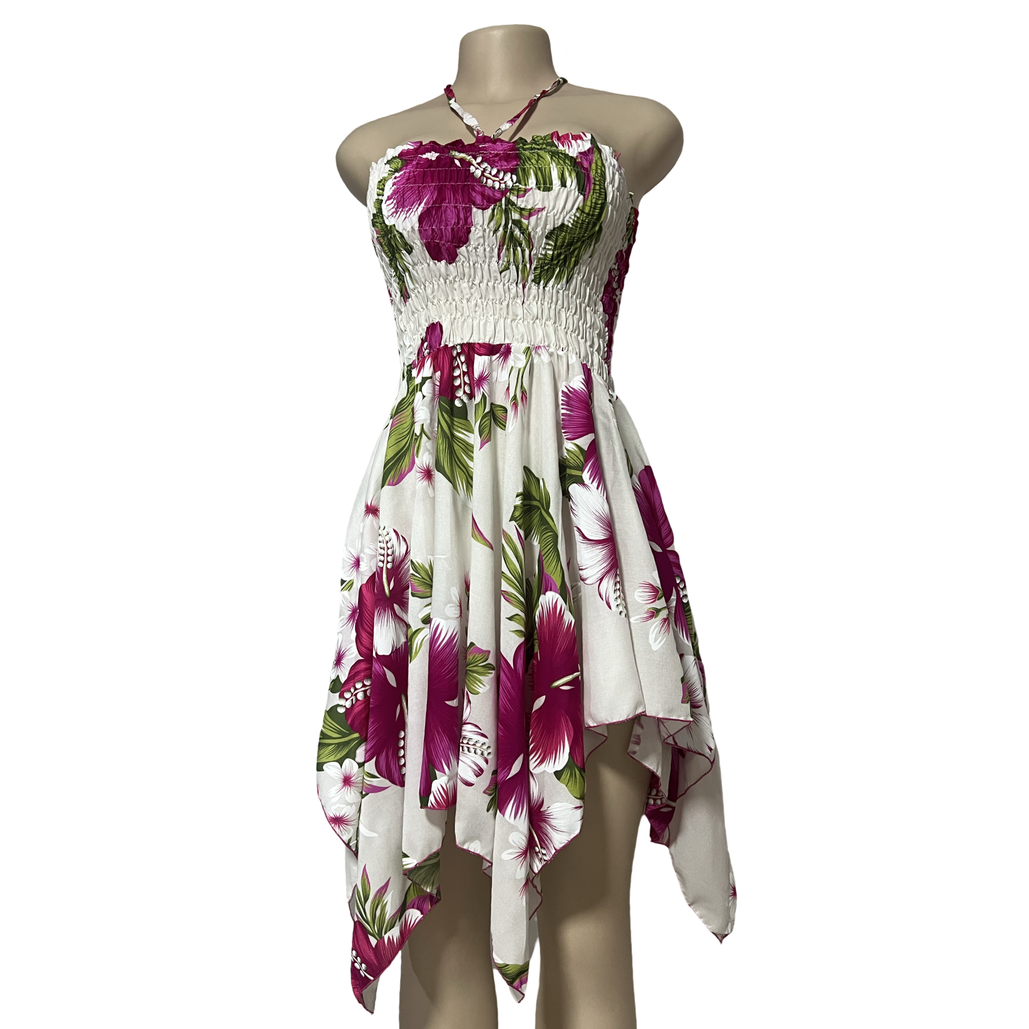 Dress - Hawaii Floral Dress White/Pink