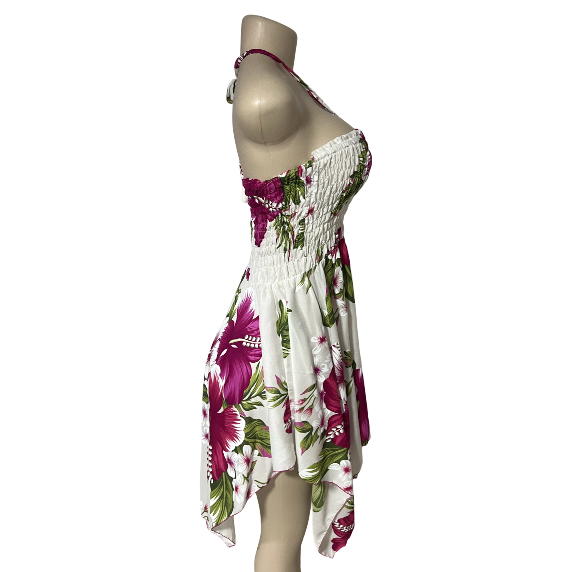 Dress - Hawaii Floral Dress White/Pink