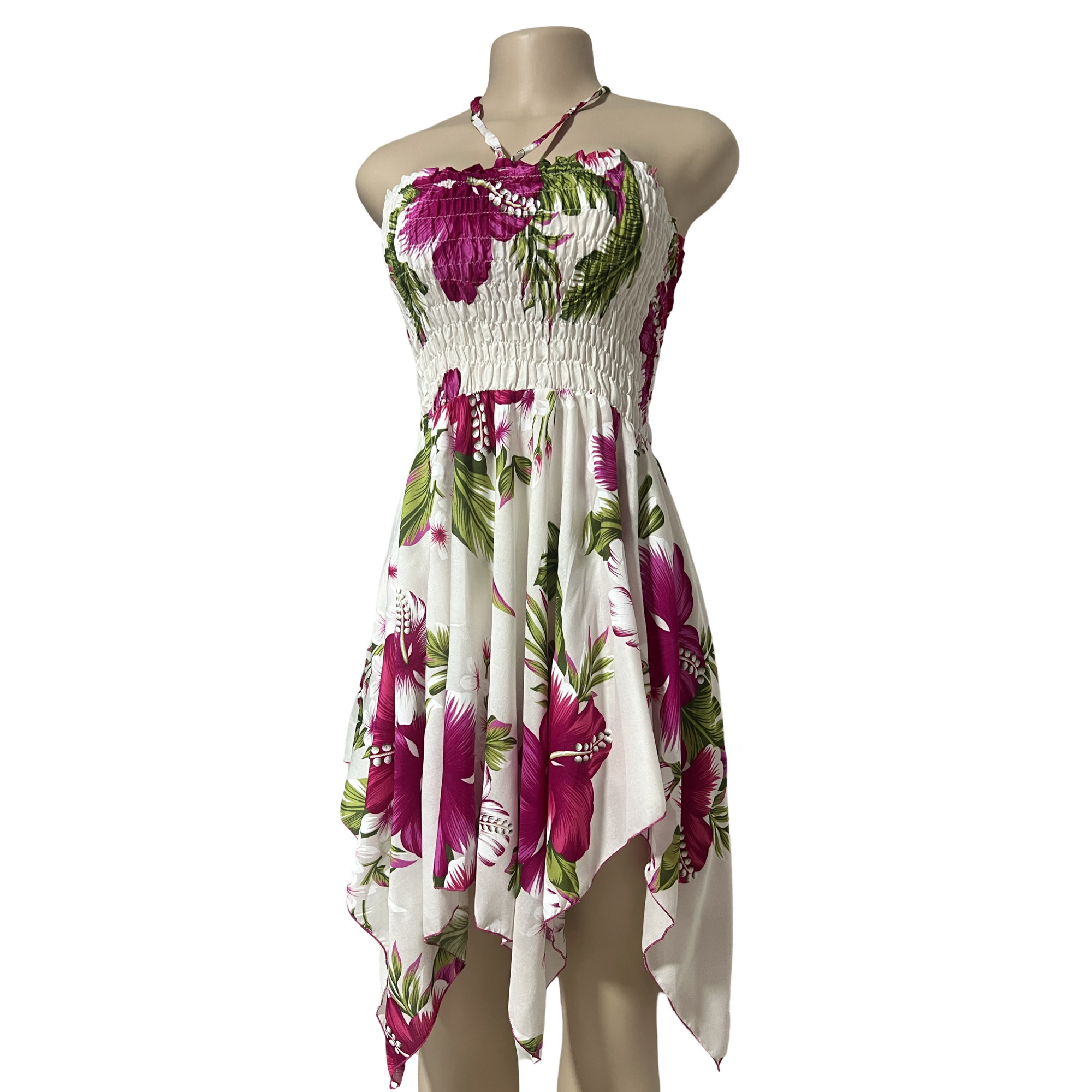 Dress - Hawaii Floral Dress White/Pink