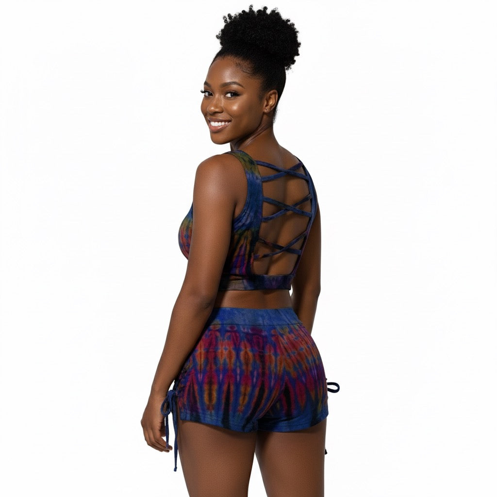 TD Criss Cross Crop Tops & Criss Cross Shorts(Set)