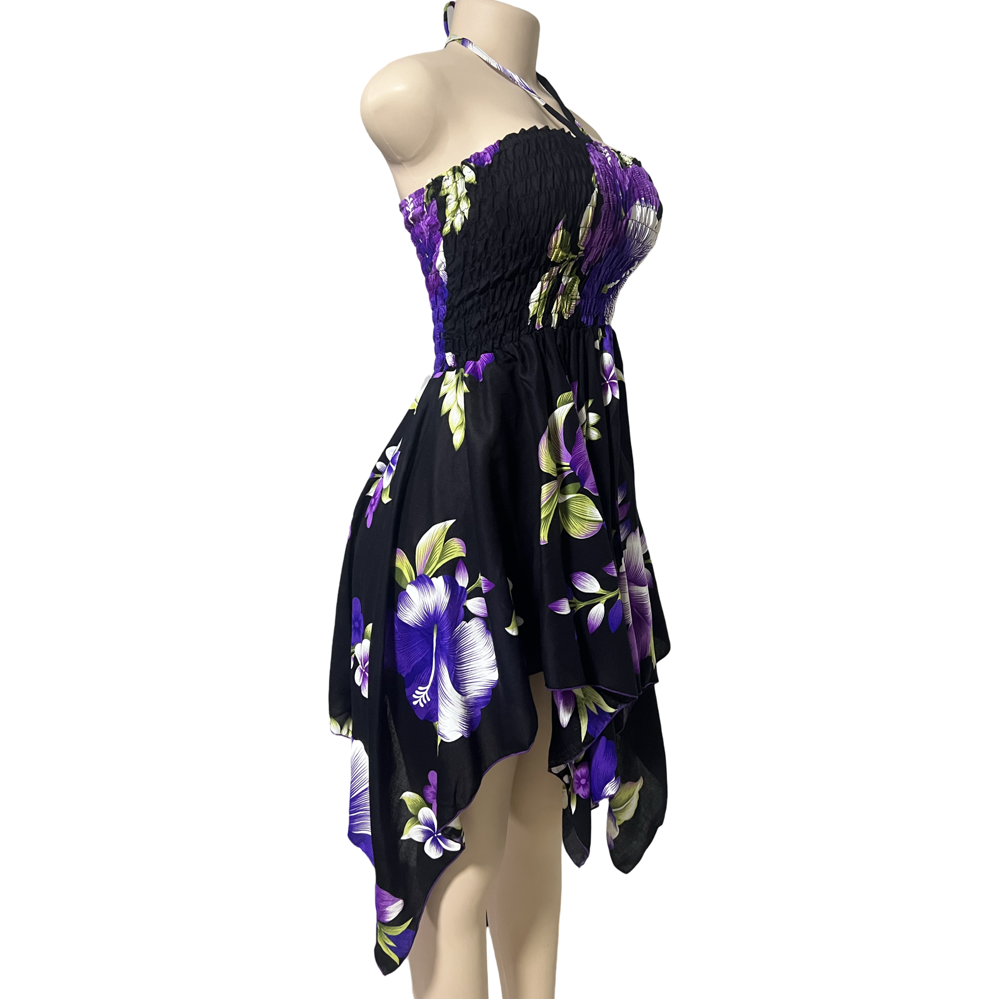 Dress - Hawaii Flower Dress/ White-Purple