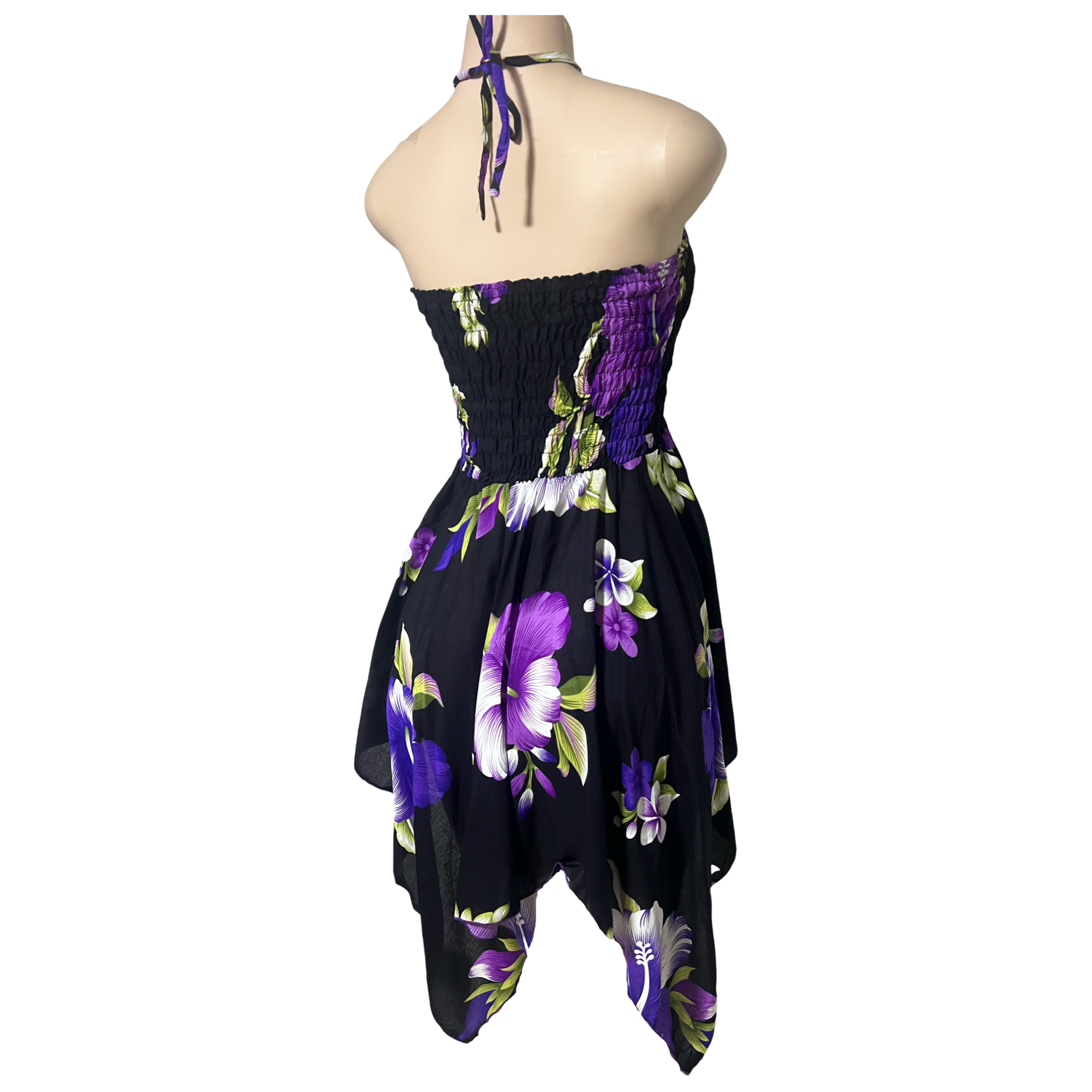 Dress - Hawaii Flower Dress/ White-Purple