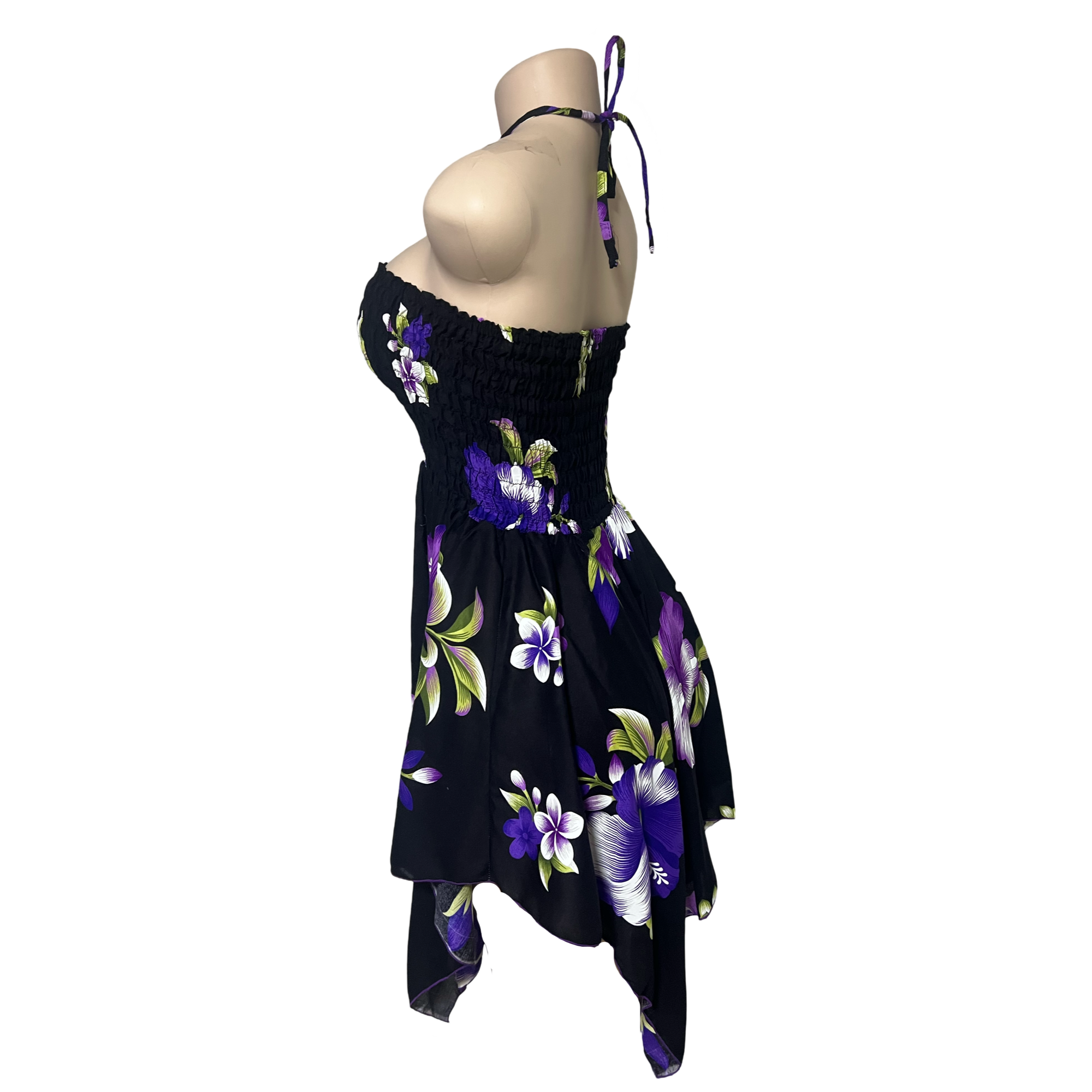 Dress - Hawaii Flower Dress/ White-Purple