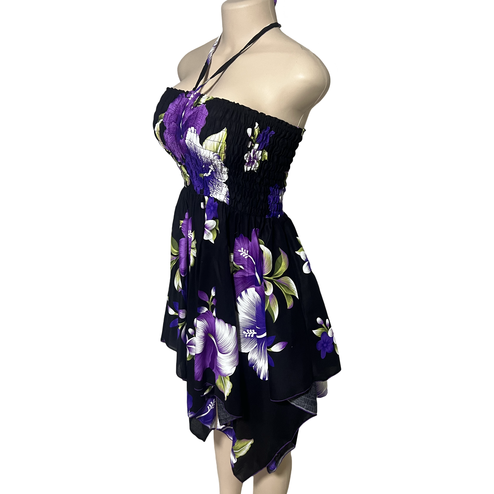 Dress - Hawaii Flower Dress/ White-Purple