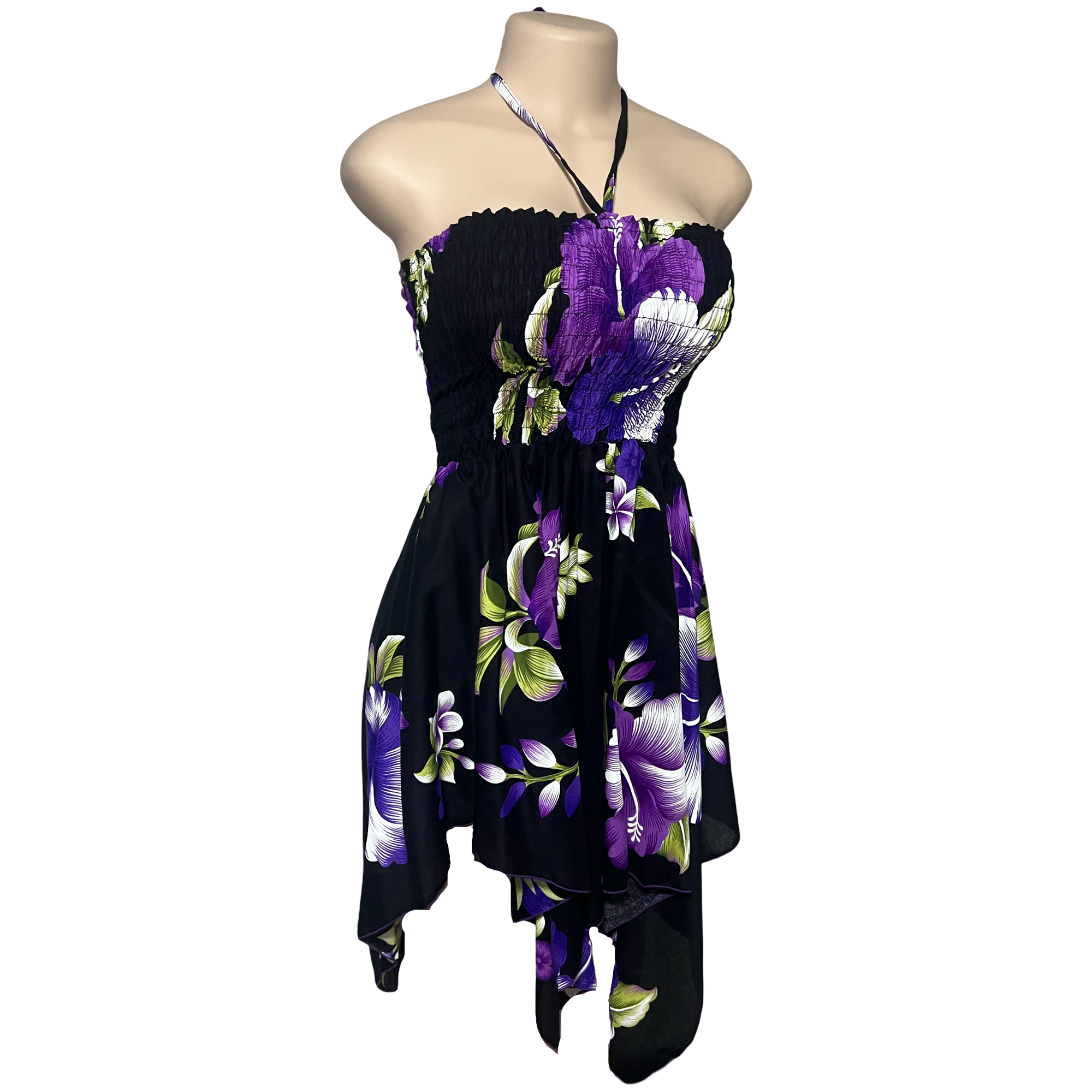 Dress - Hawaii Flower Dress/ White-Purple