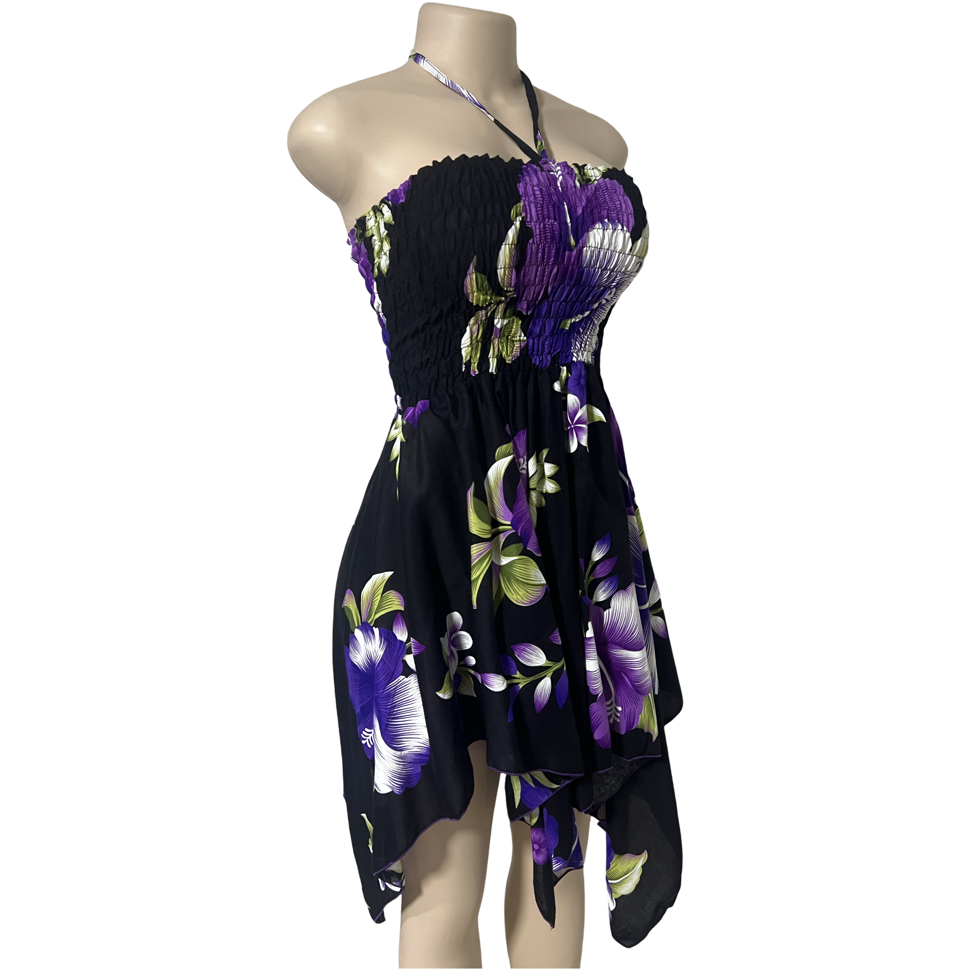 Dress - Hawaii Flower Dress/ White-Purple