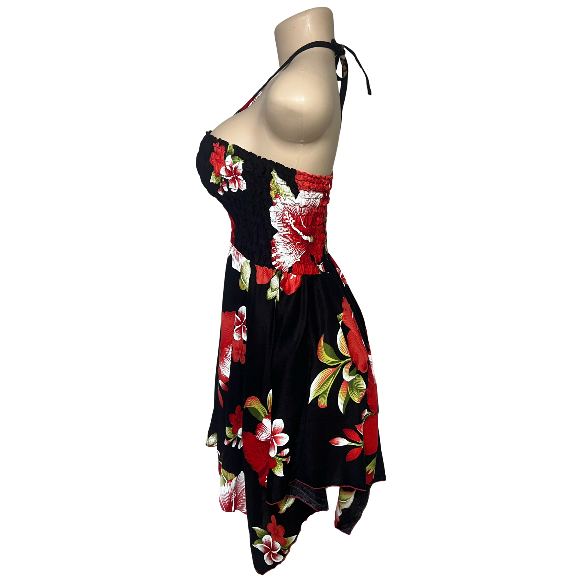 Dress - Hawaii Flower Dress/ White-Red