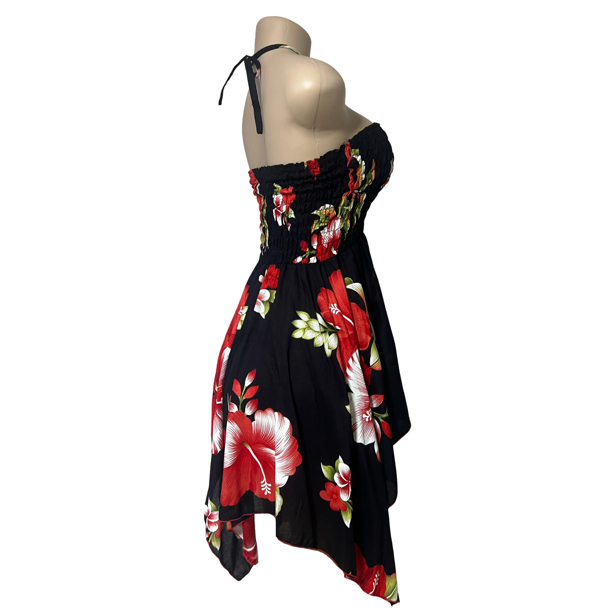 Dress - Hawaii Flower Dress/ White-Red