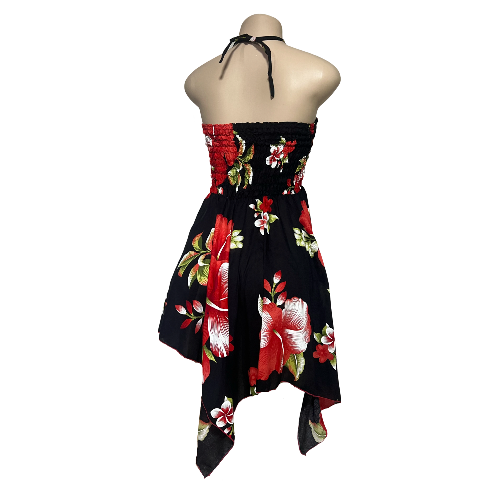 Dress - Hawaii Flower Dress/ White-Red