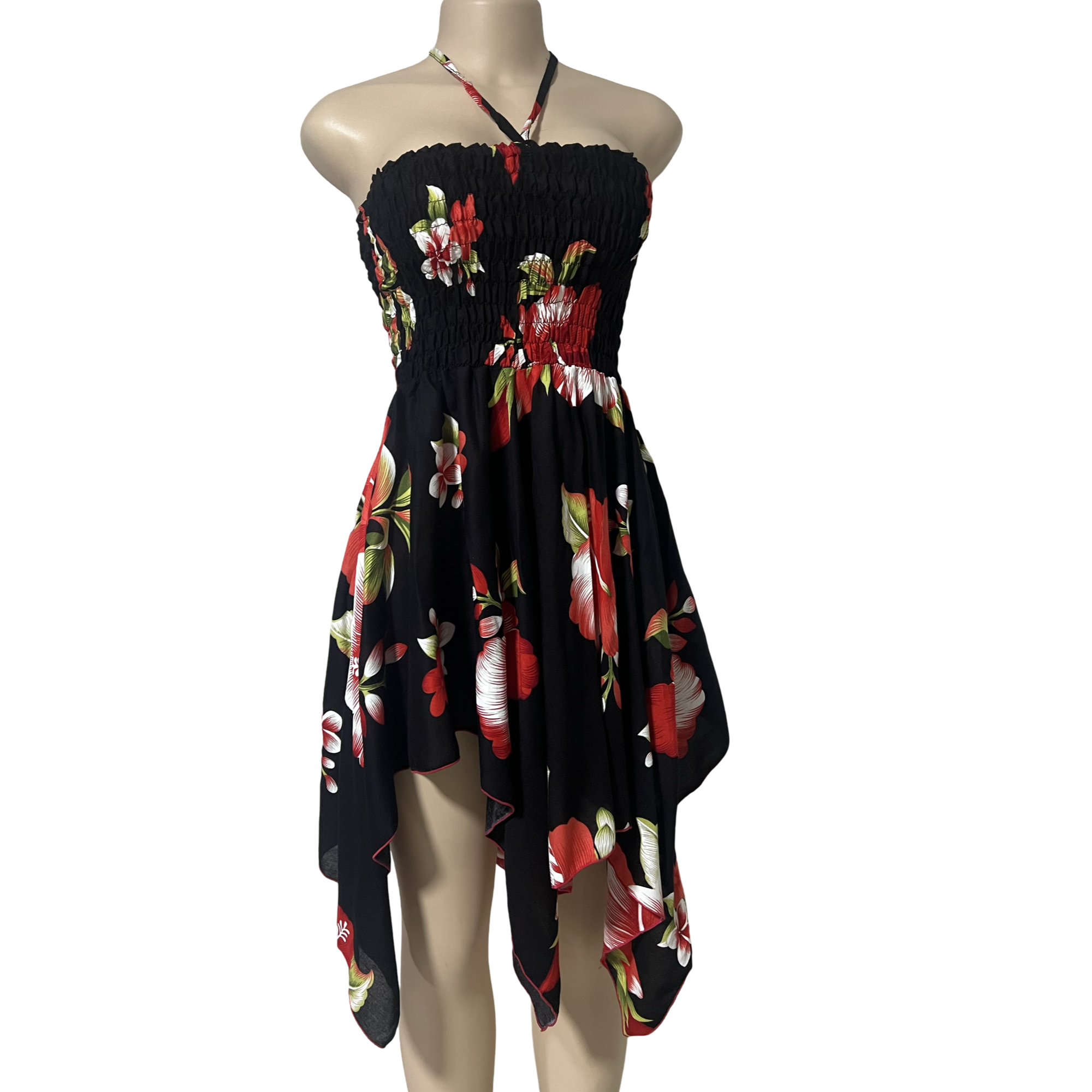 Dress - Hawaii Flower Dress/ White-Red