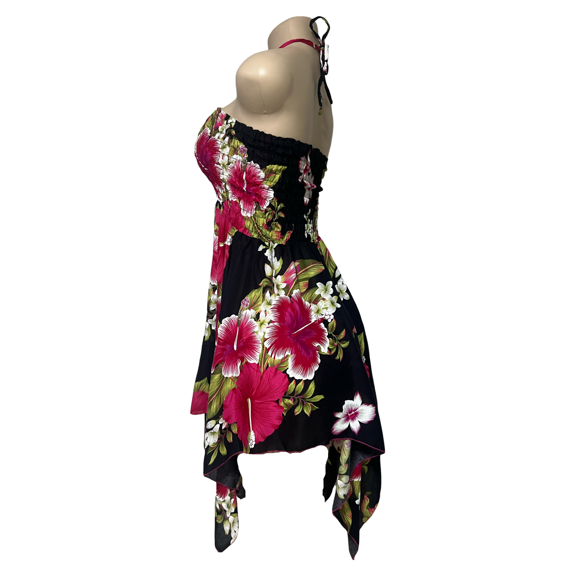 Dress - Hawaii Flower Dress/ White-Pink