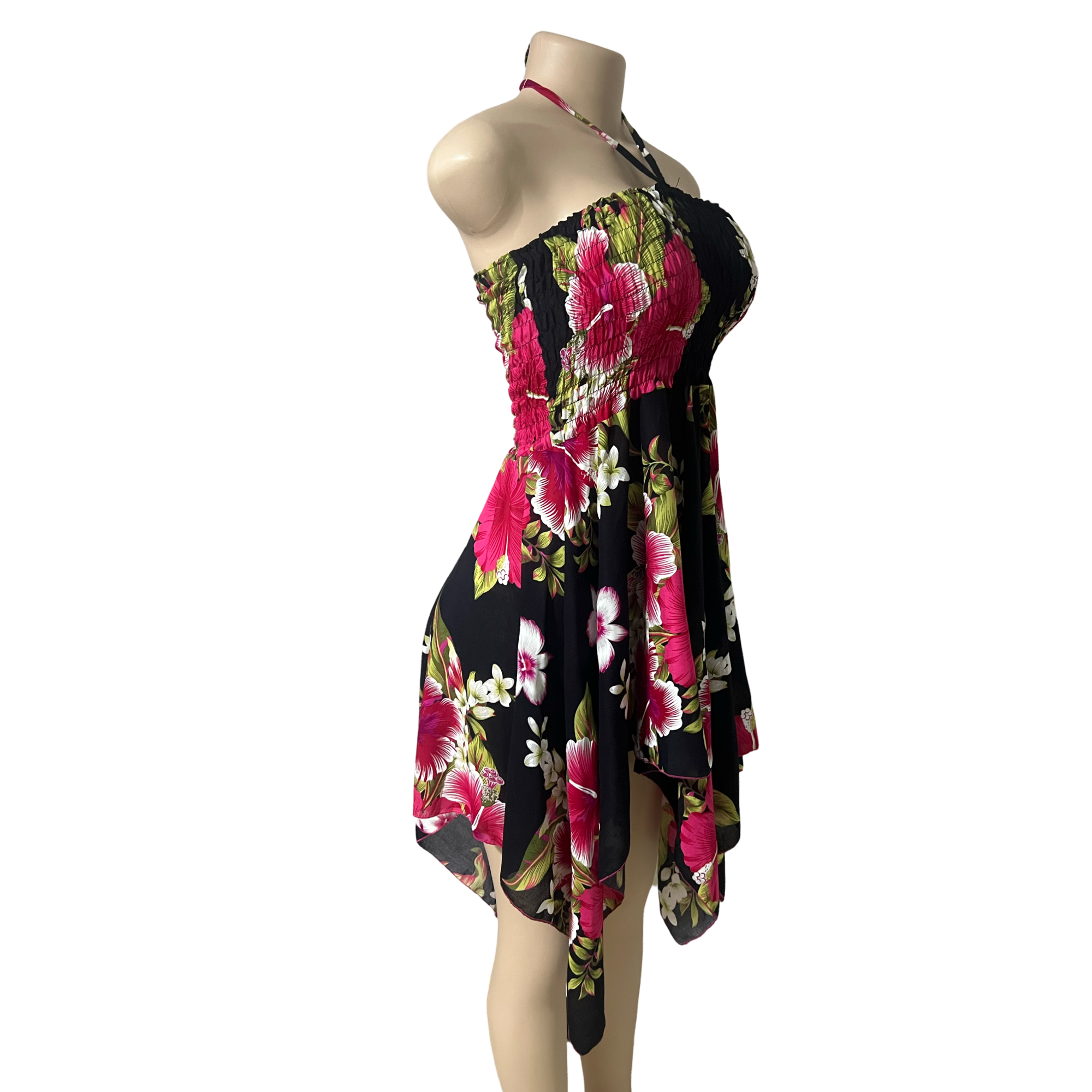 Dress - Hawaii Flower Dress/ White-Pink