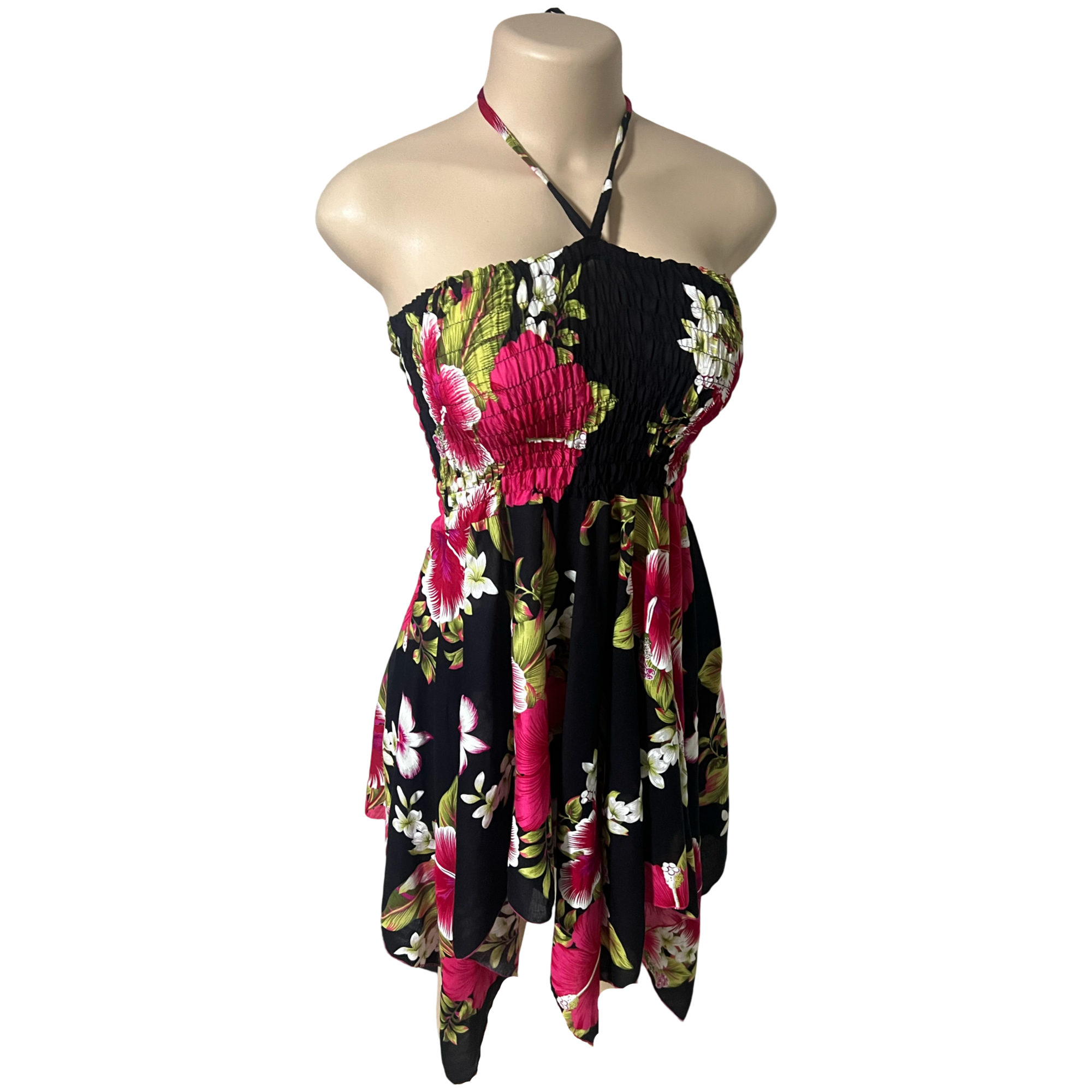 Dress - Hawaii Flower Dress/ White-Pink