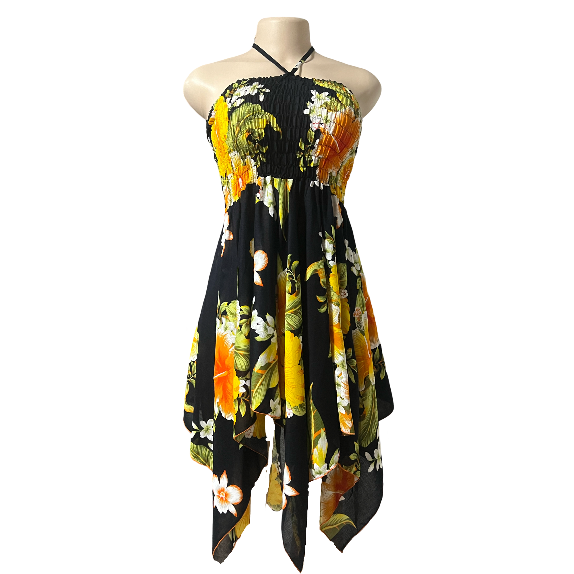 Dress - Hawaii Flower Dress/ White-Orange