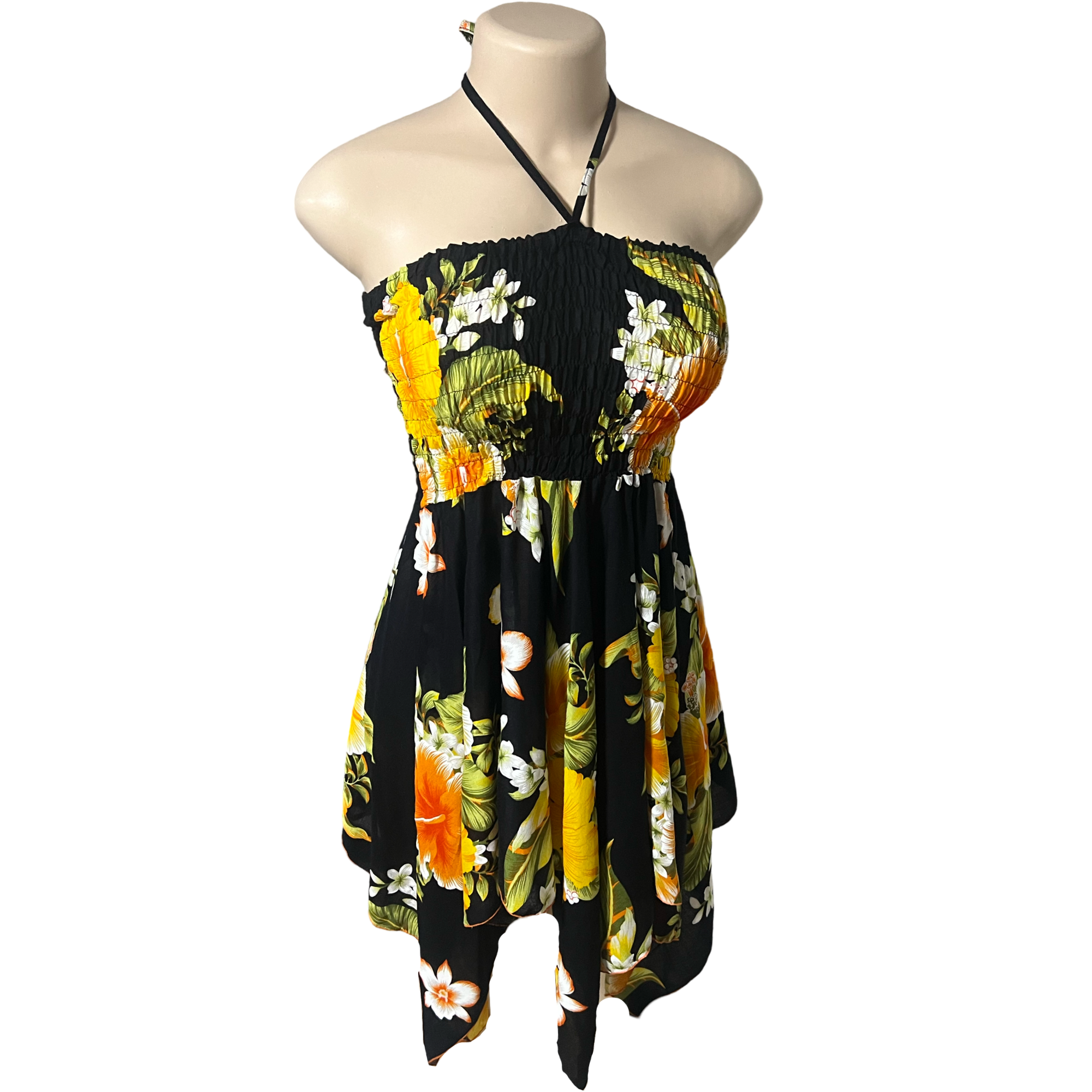 Dress - Hawaii Flower Dress/ White-Orange