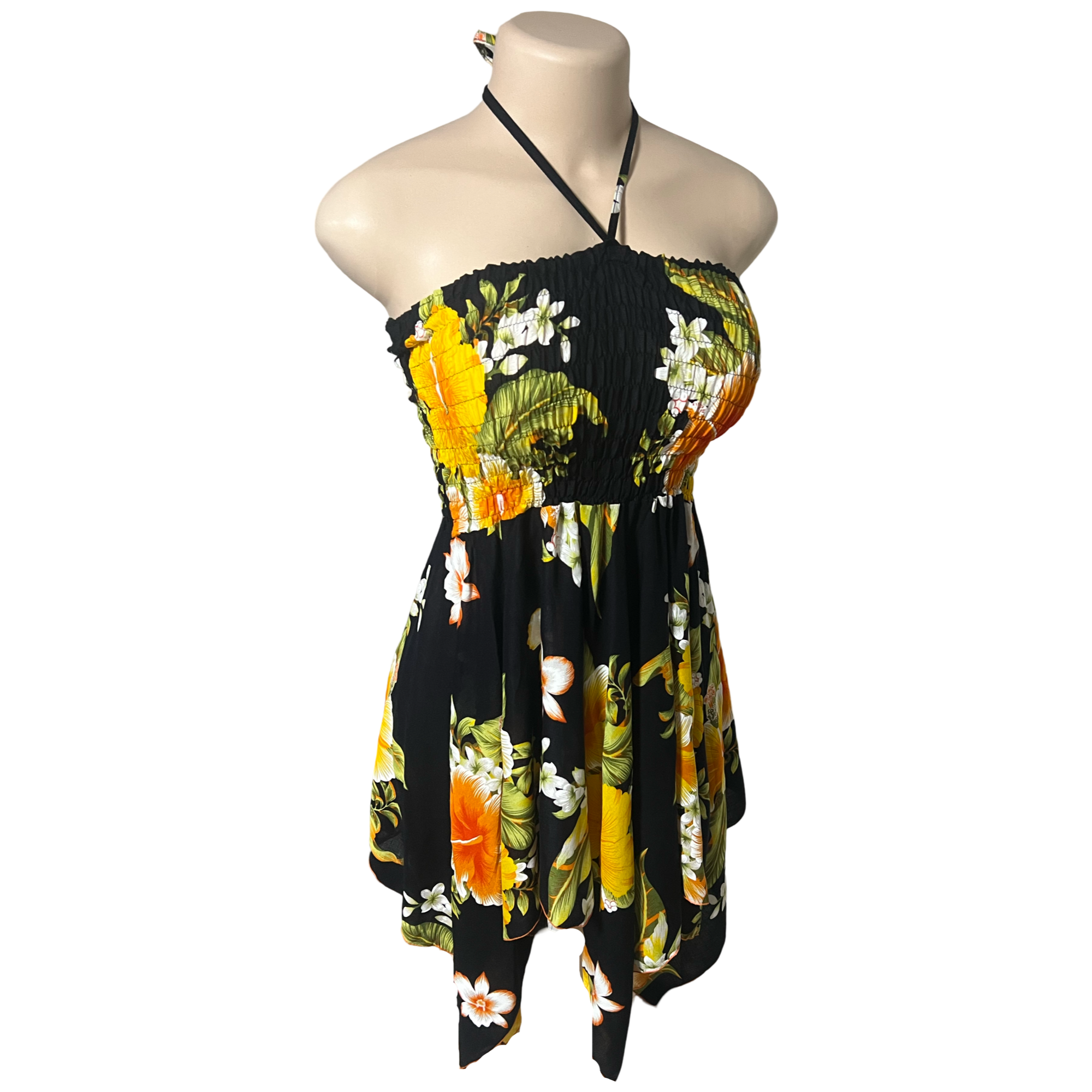 Dress - Hawaii Flower Dress/ White-Orange