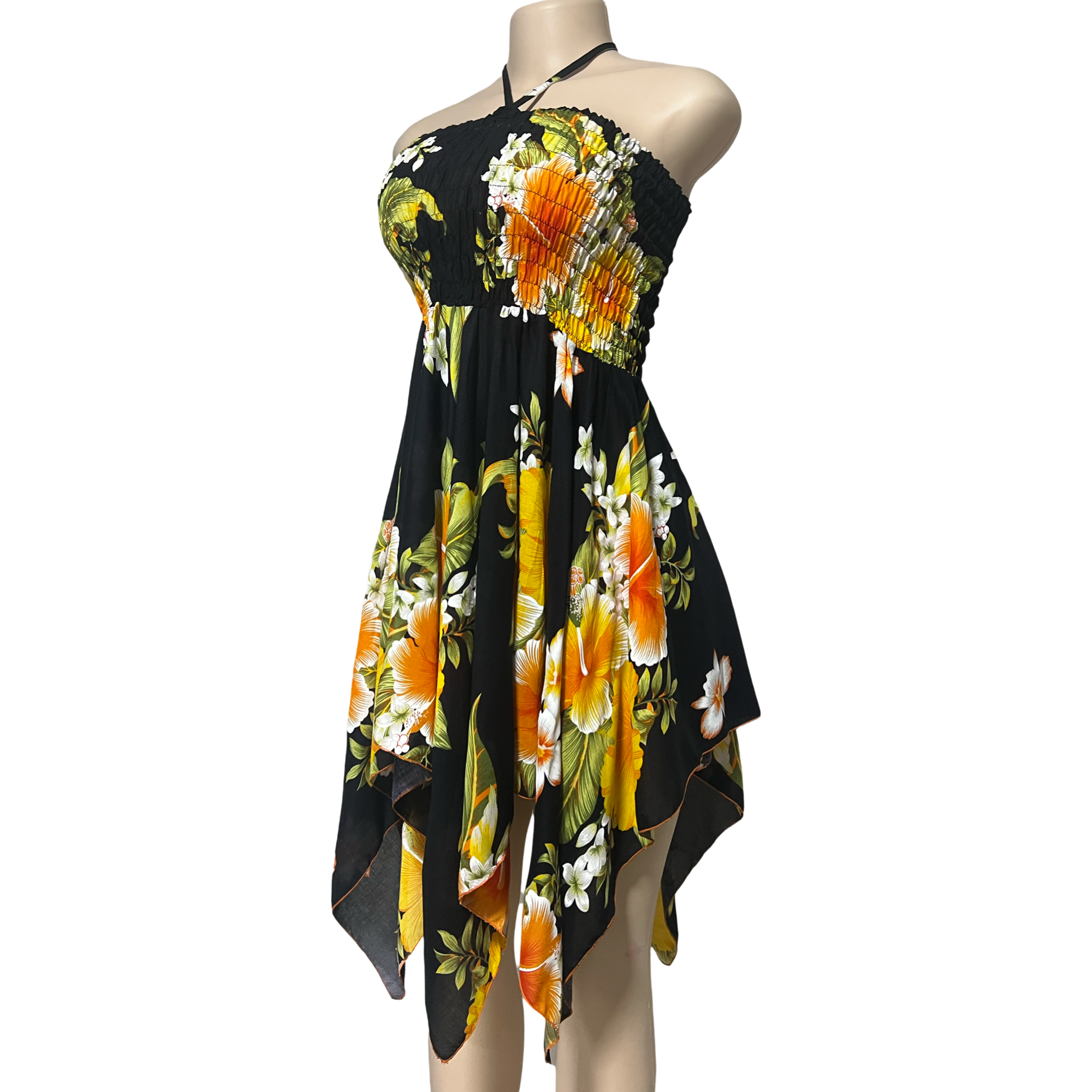 Dress - Hawaii Flower Dress/ White-Orange